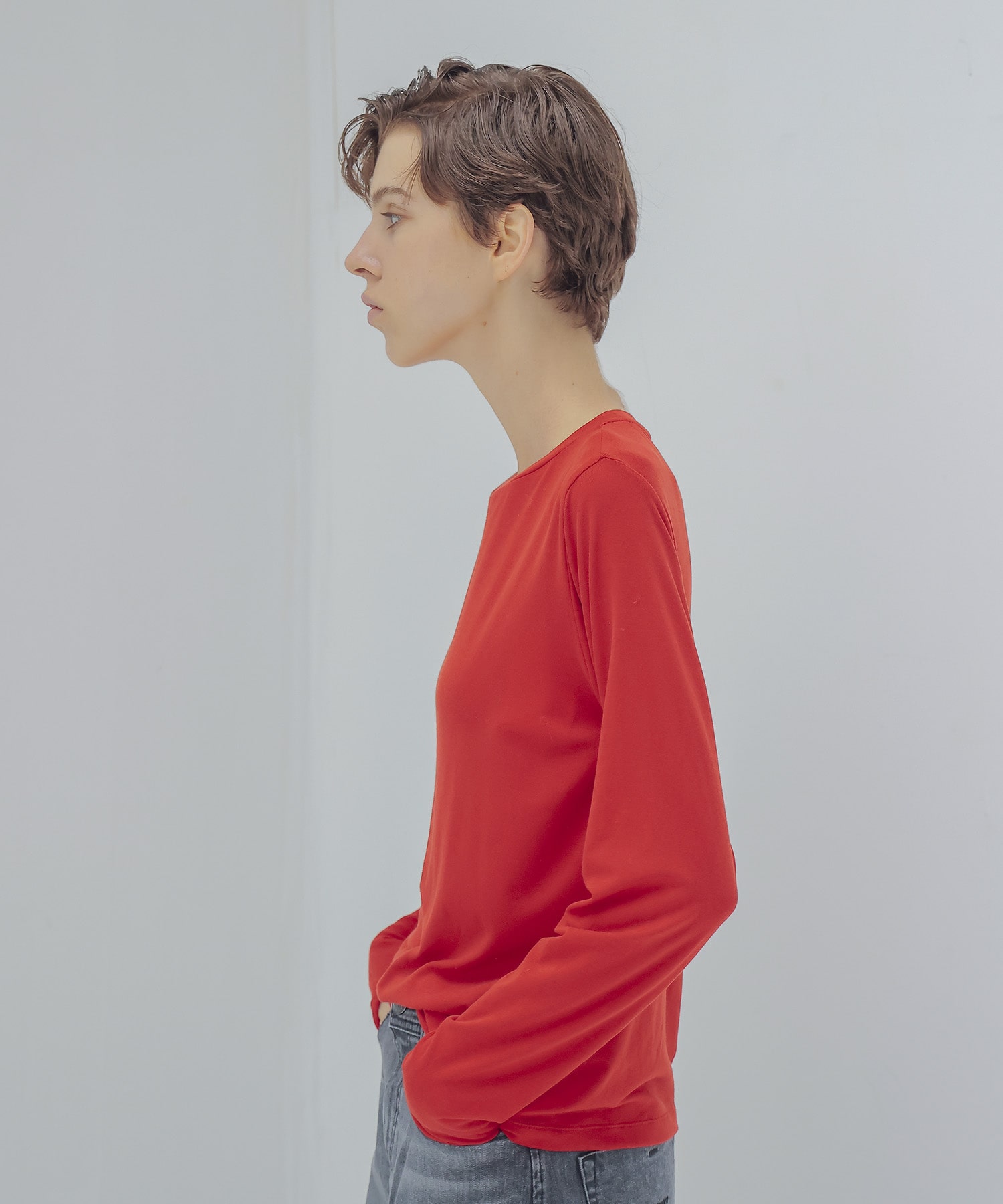 thick feel rib long sleeve tee