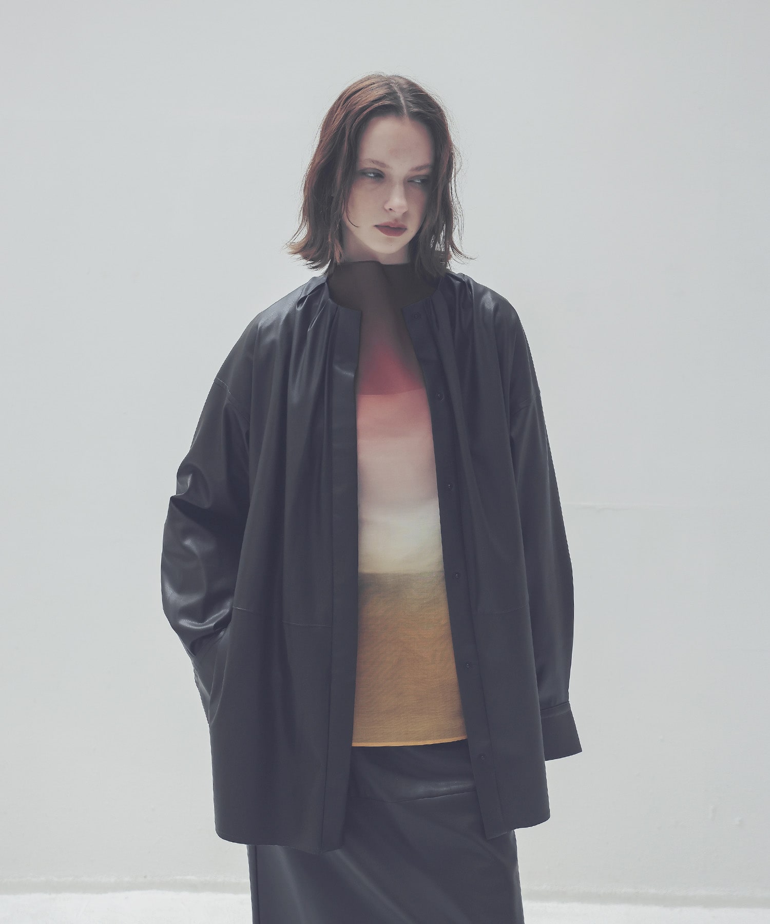 supple stretch leather shirt