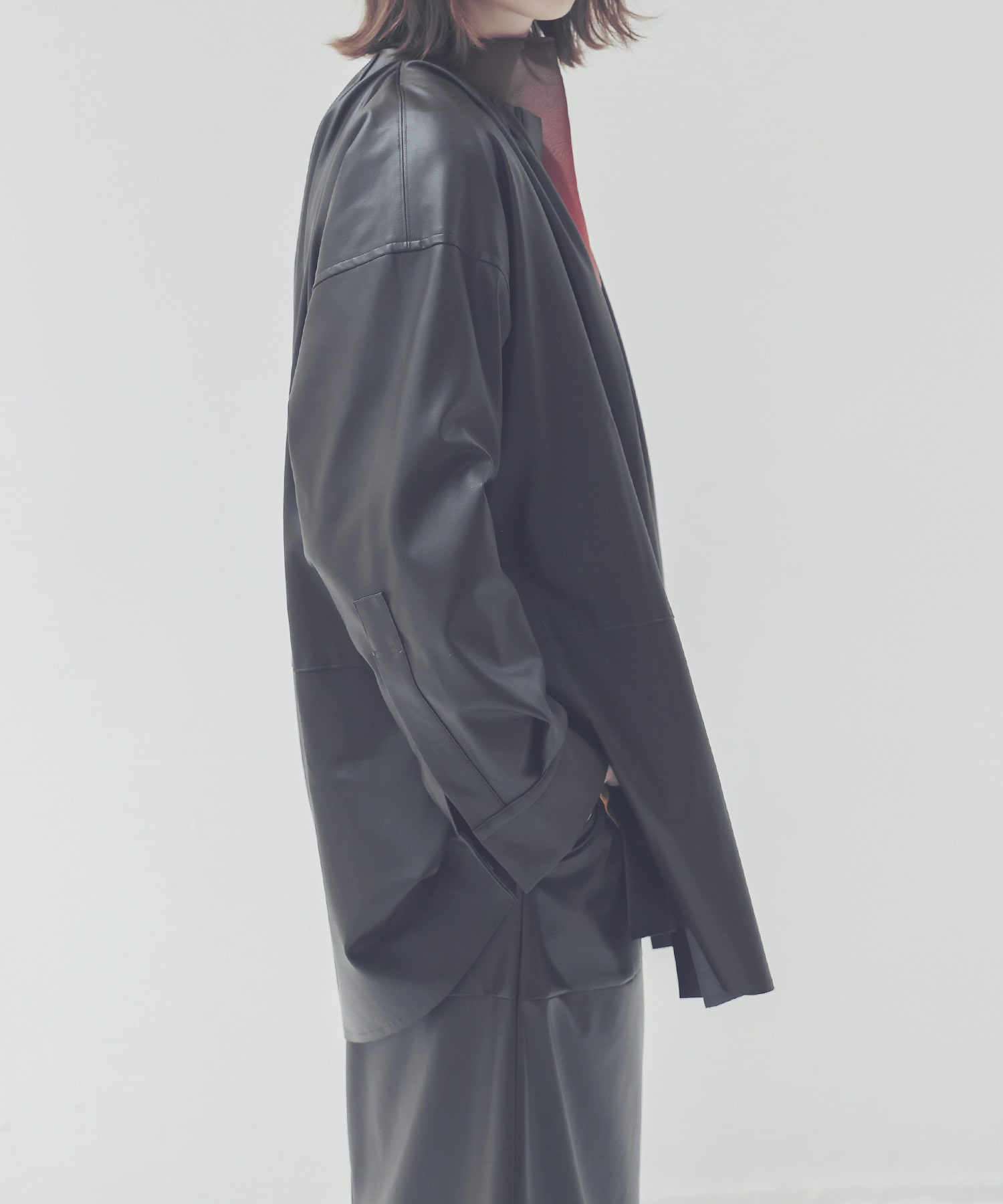 supple stretch leather shirt