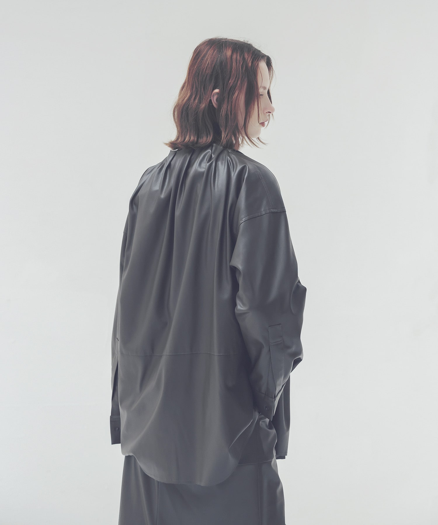 supple stretch leather shirt