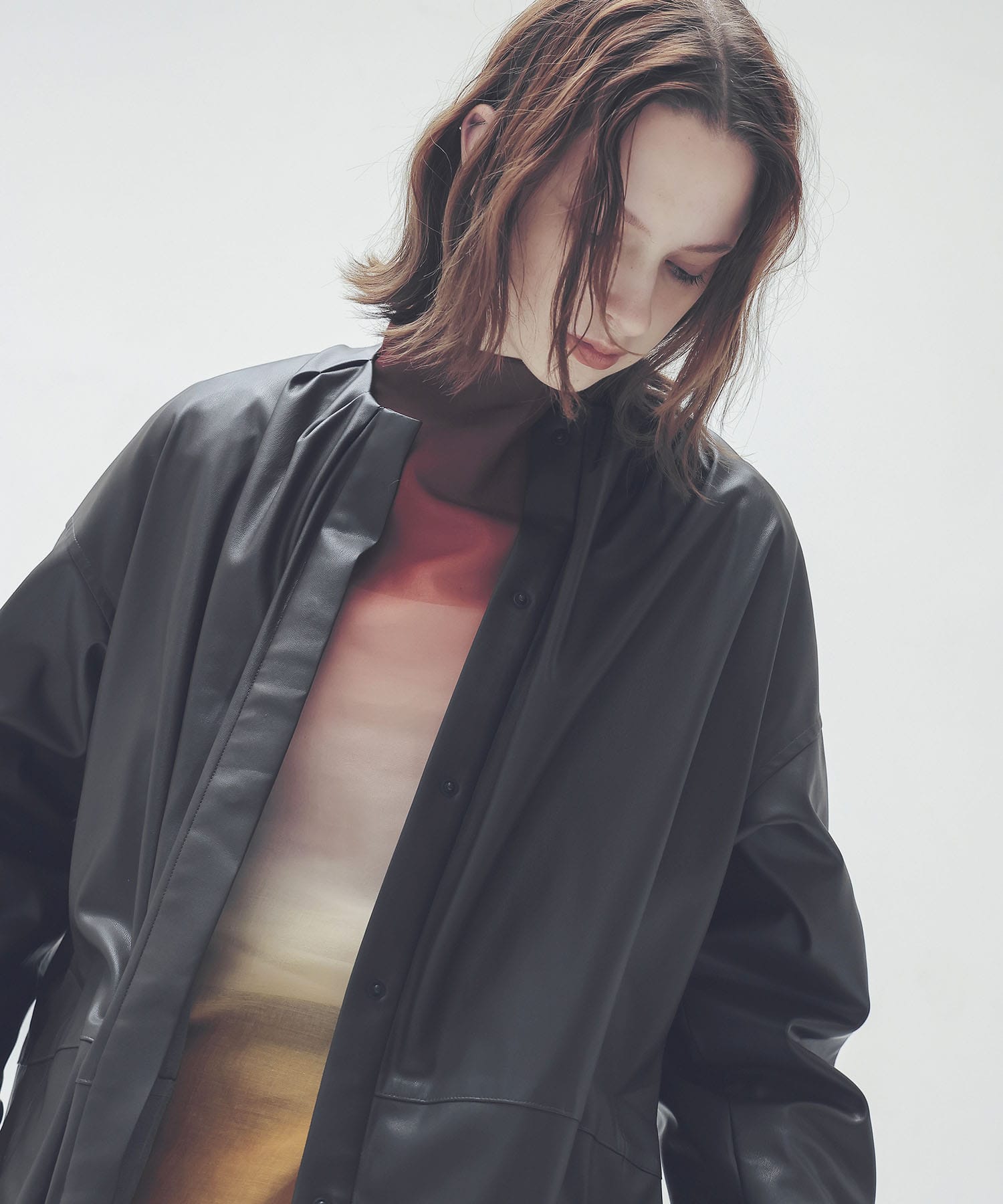 supple stretch leather shirt