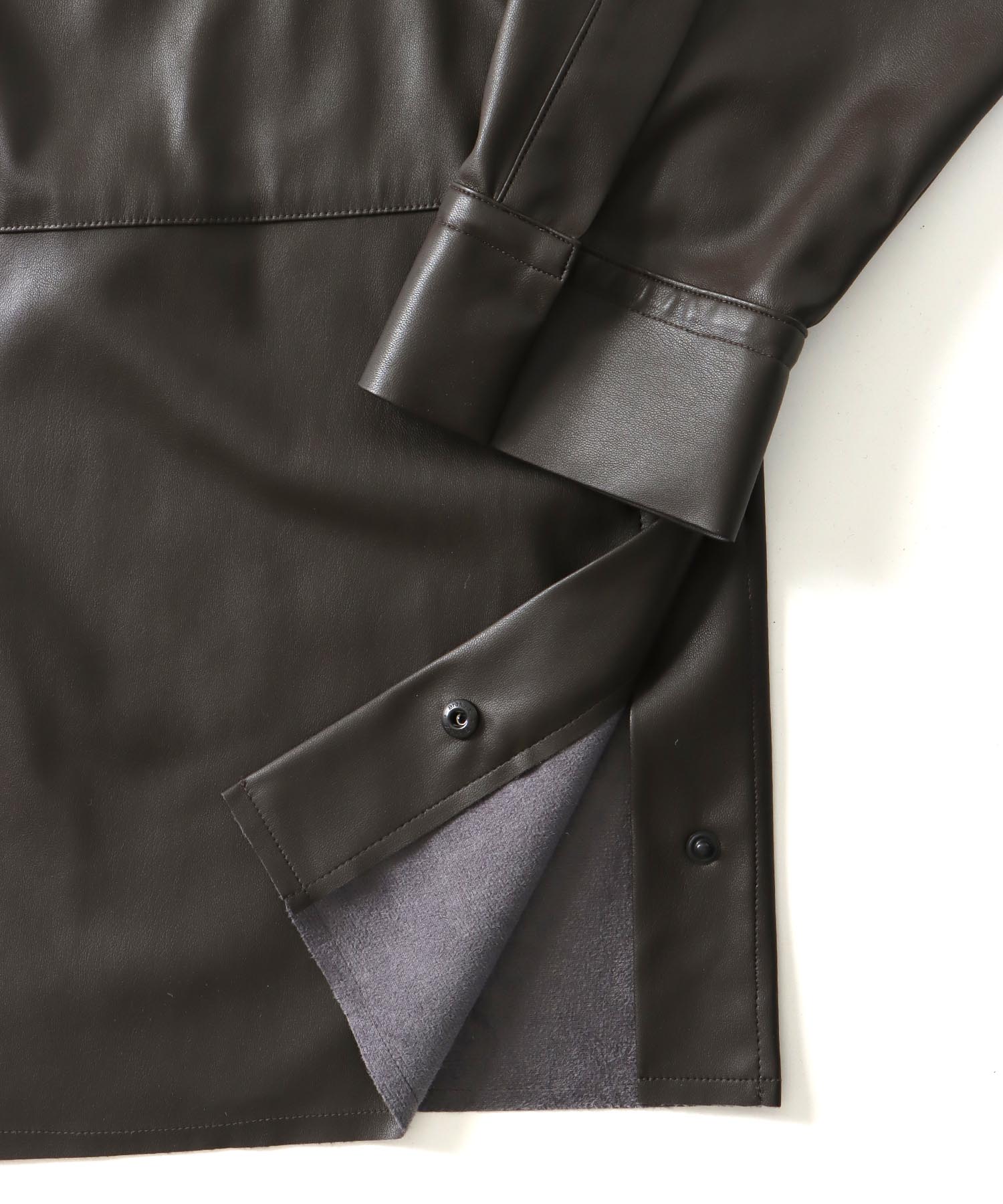 supple stretch leather shirt