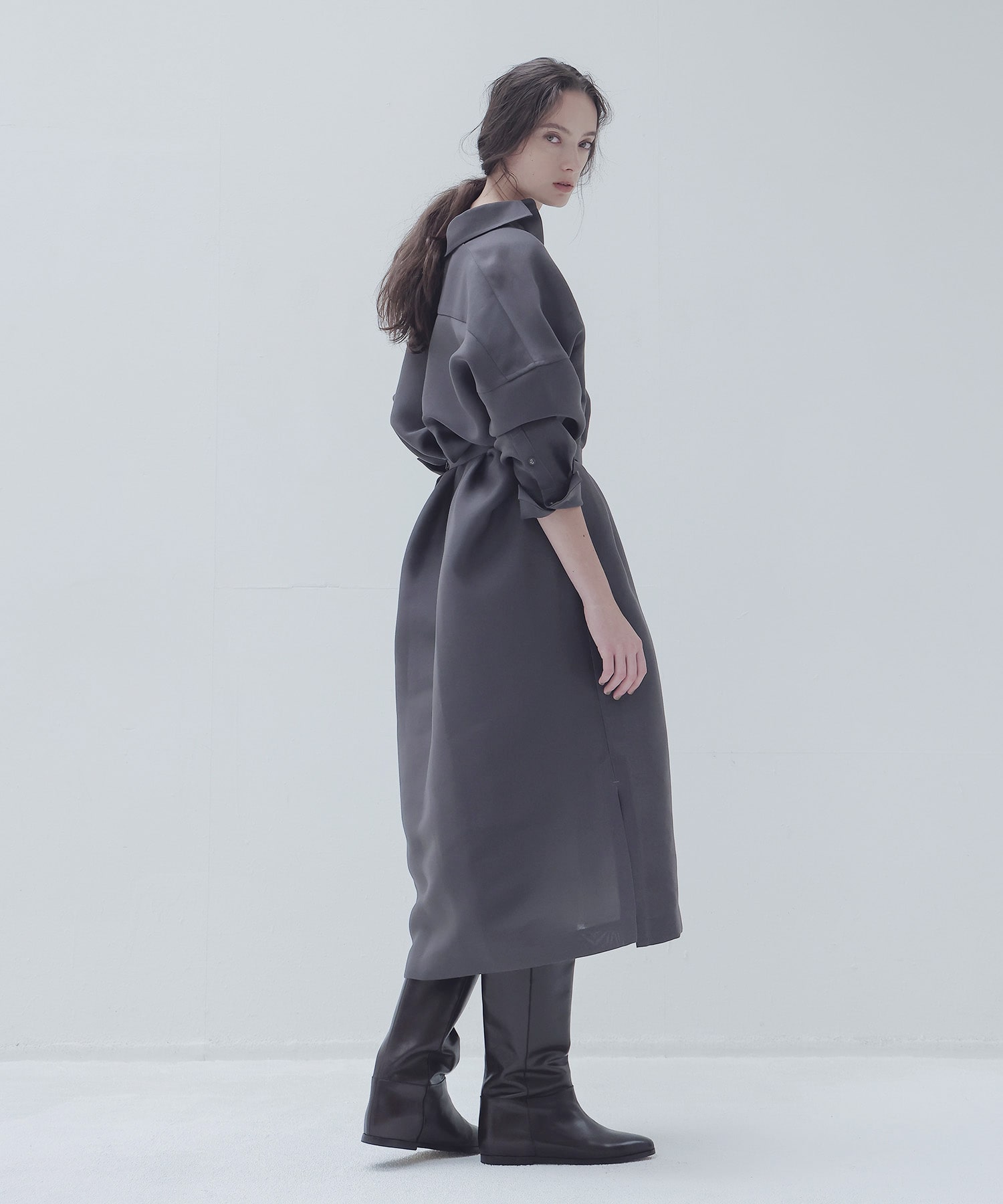 organdie long shirt dress