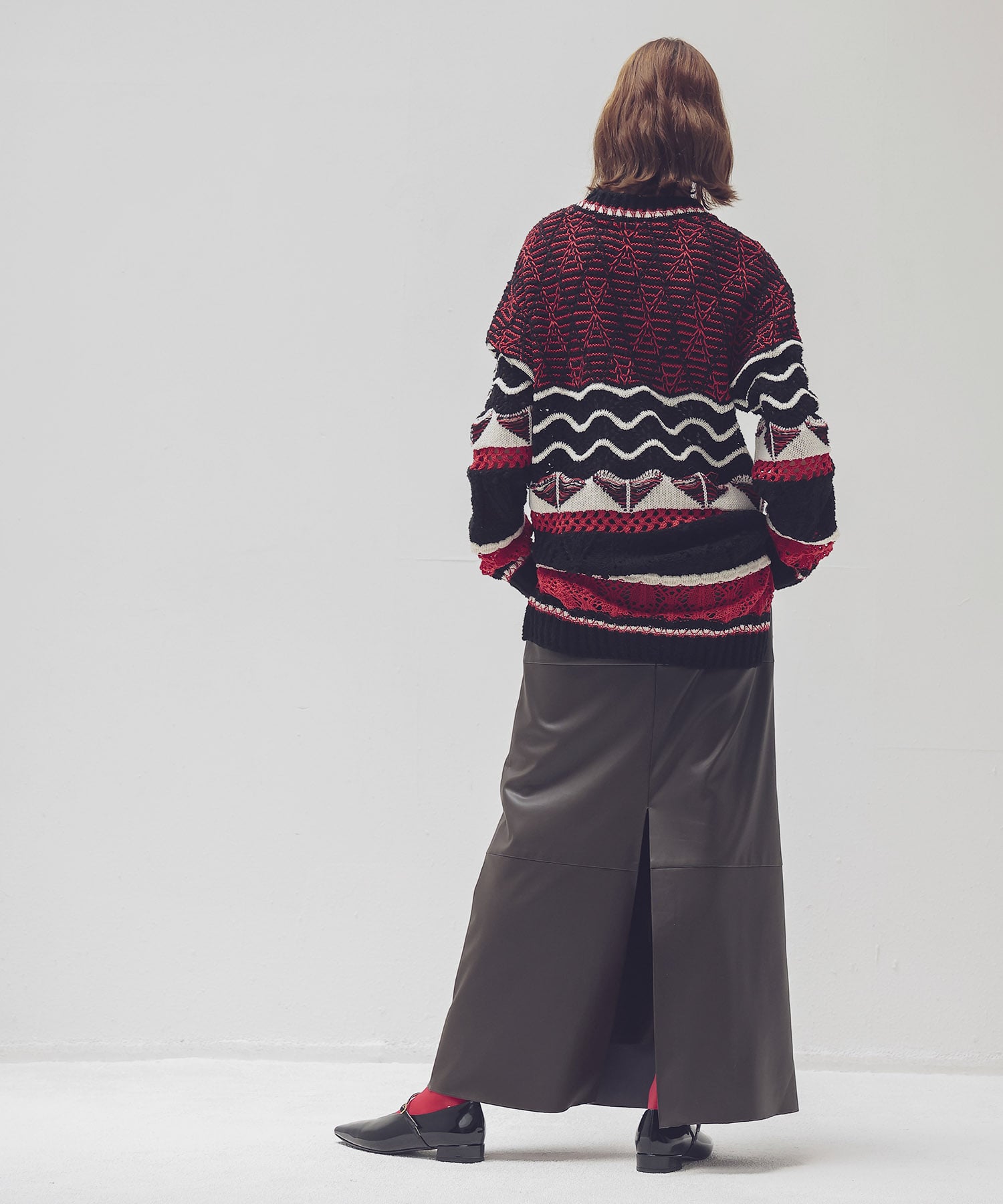 supple stretch leather floor length skirt