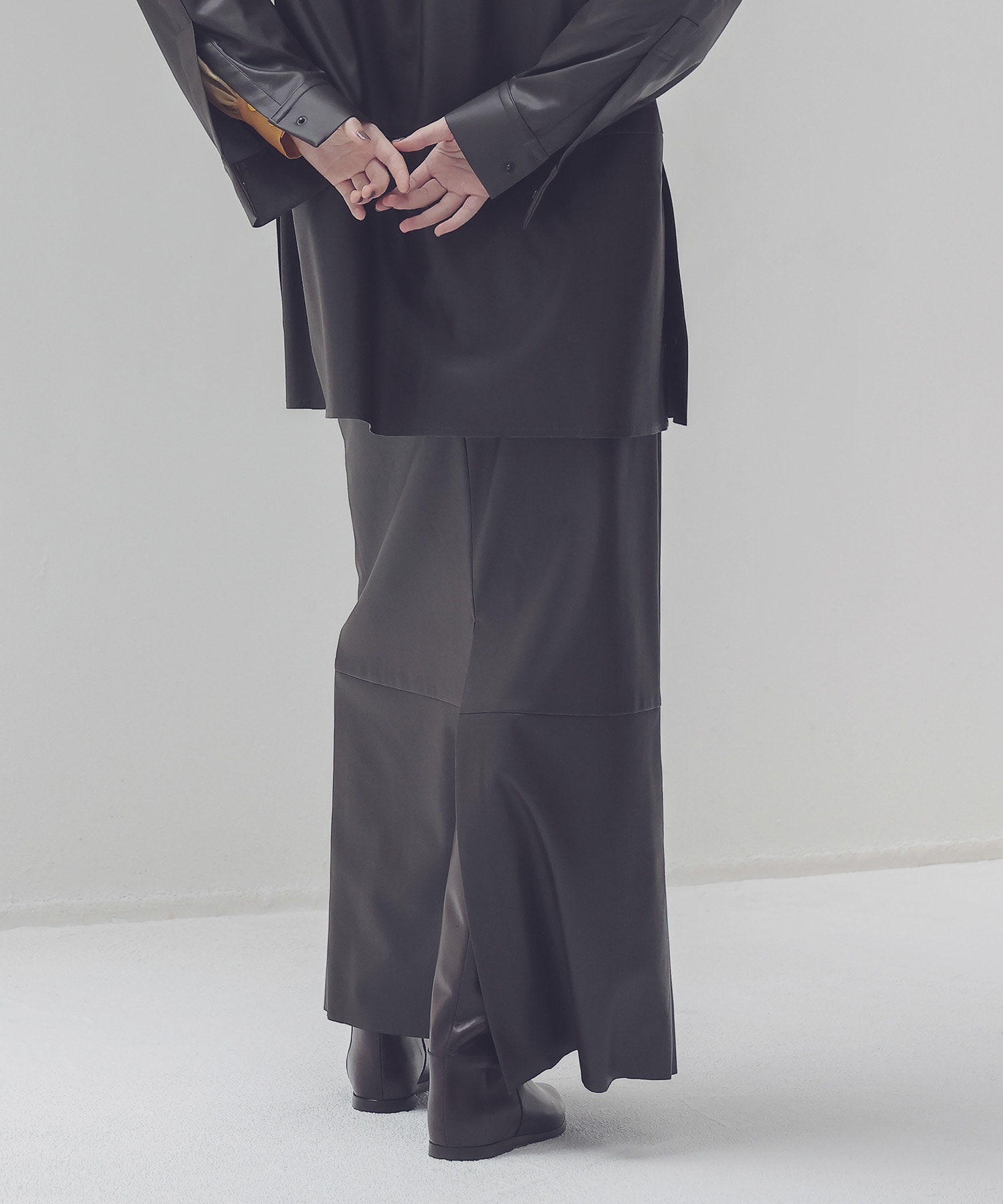 supple stretch leather floor length skirt