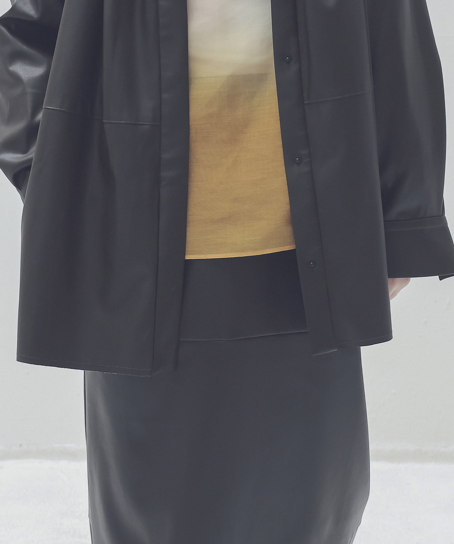 supple stretch leather floor length skirt