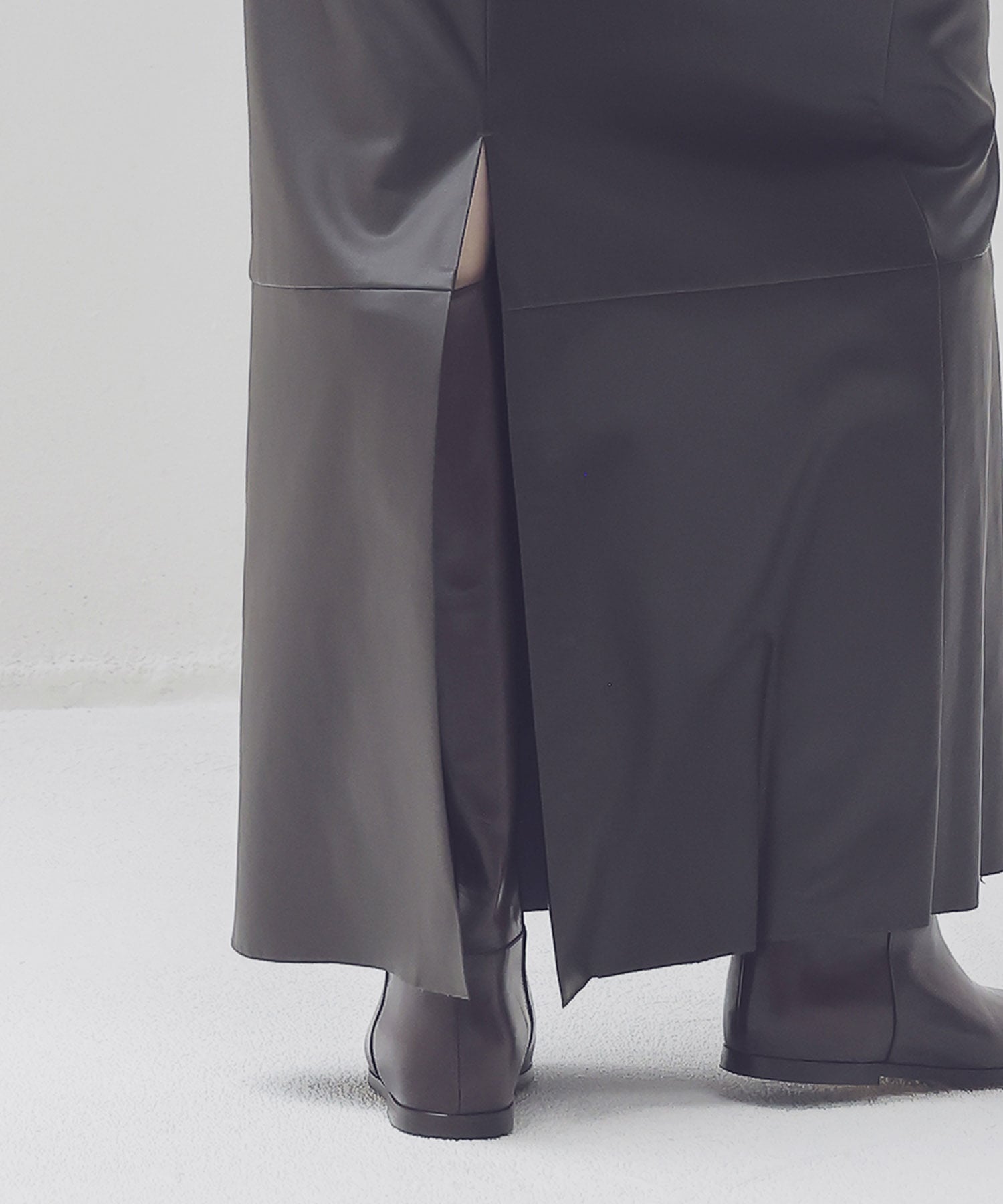 supple stretch leather floor length skirt