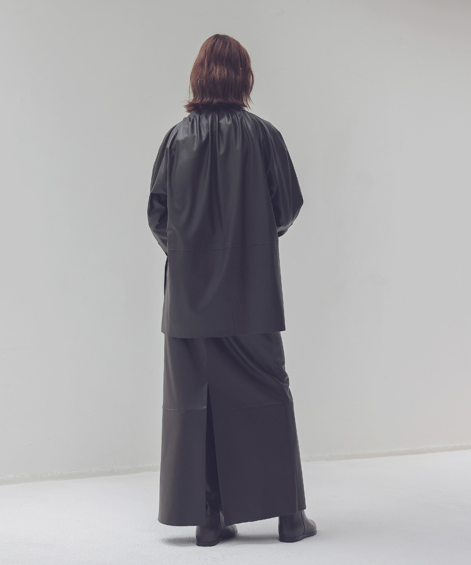 supple stretch leather floor length skirt