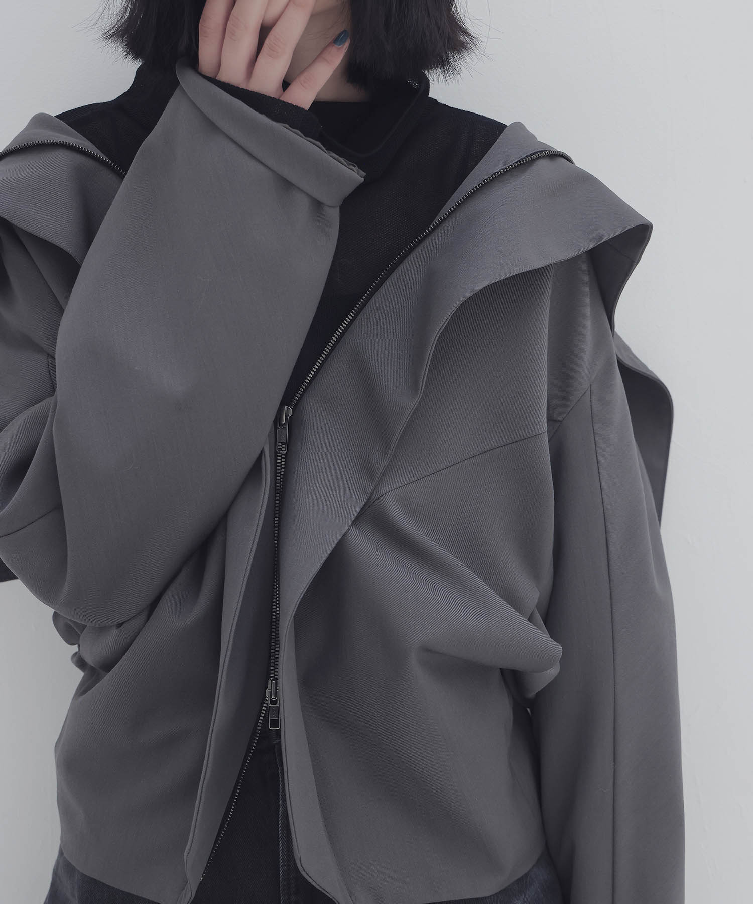 big collar zip blouson