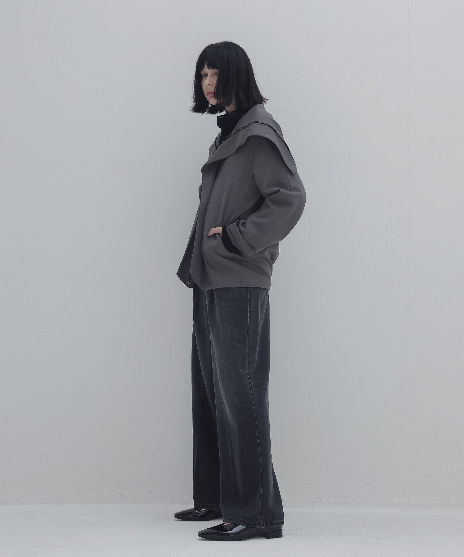 big collar zip blouson