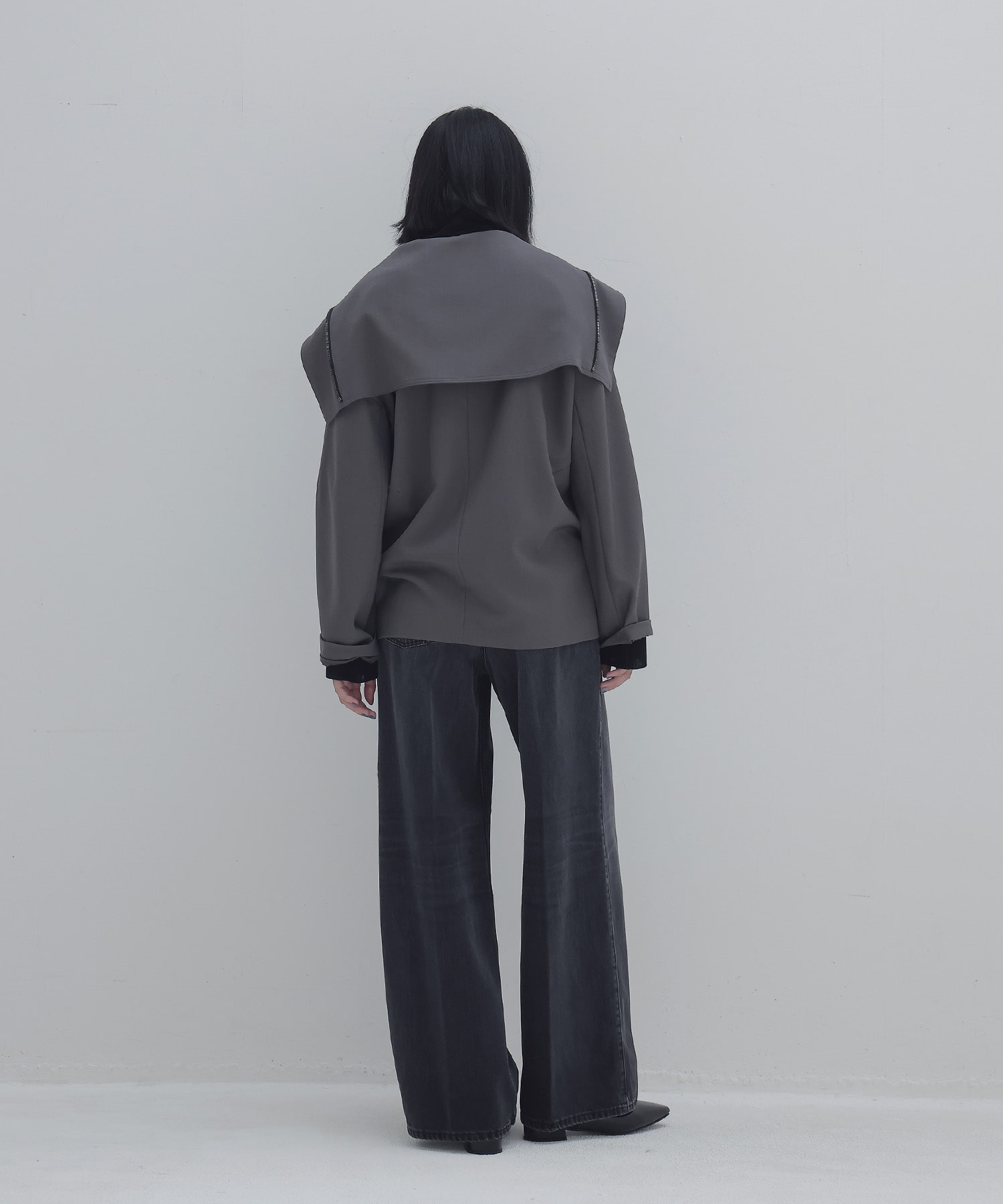 big collar zip blouson