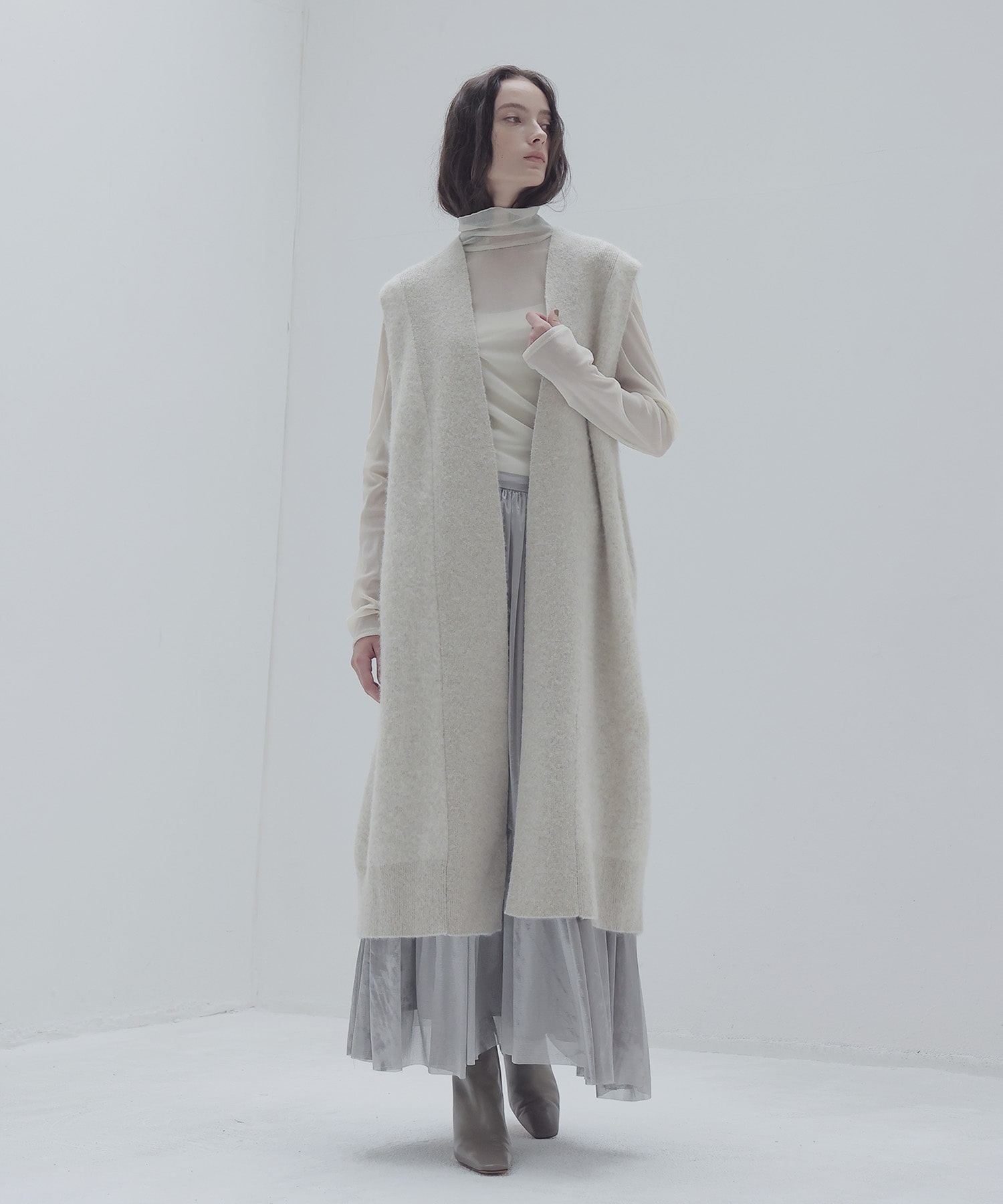 yak alpaca long gilet