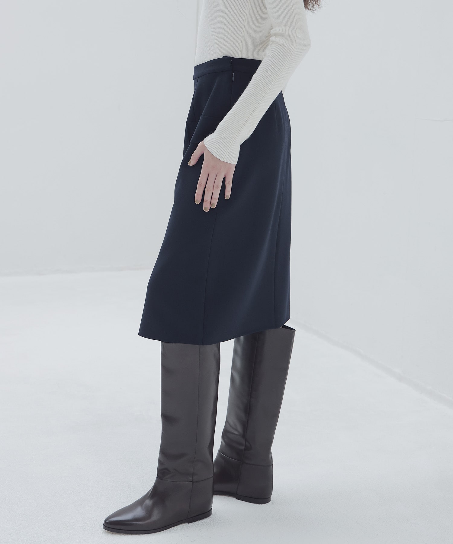 rever double cloth boxy skirt