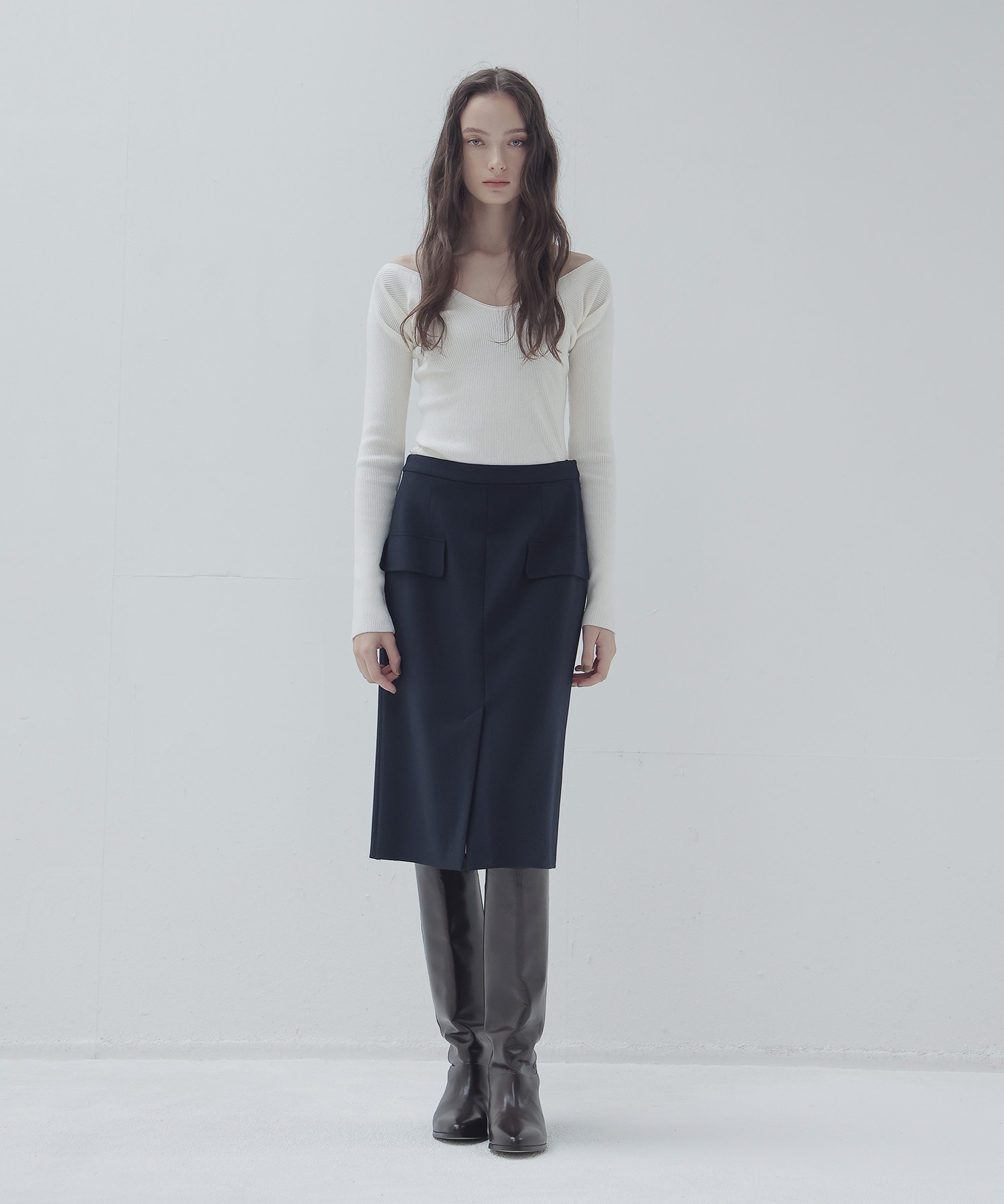 rever double cloth boxy skirt