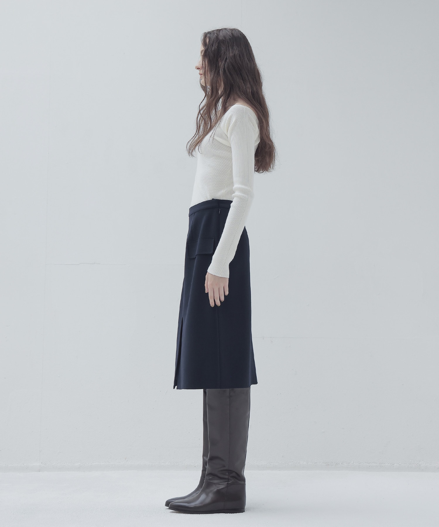 rever double cloth boxy skirt