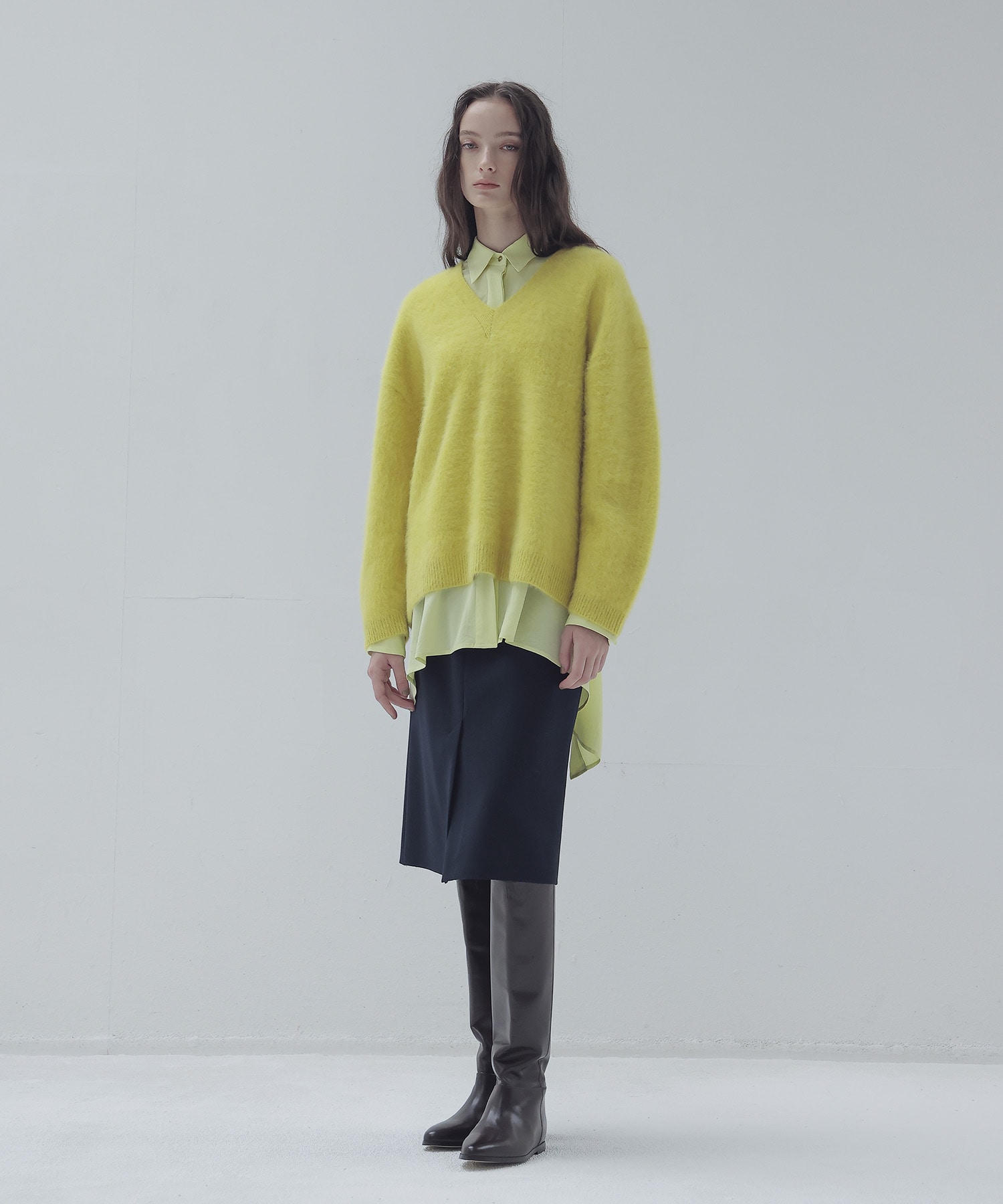 rever double cloth boxy skirt