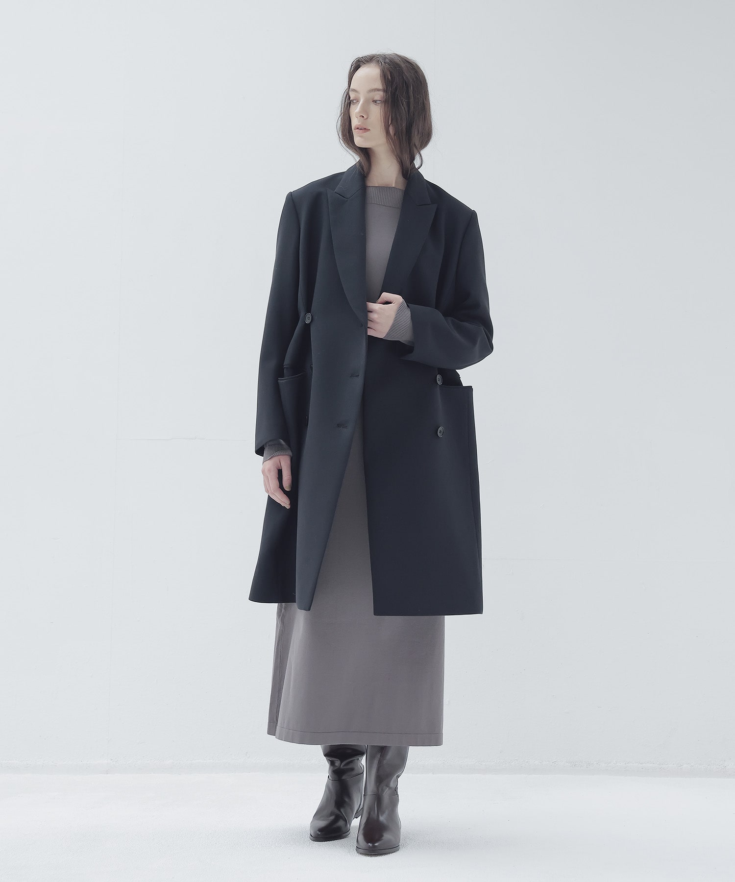 double breasted adjust form coat