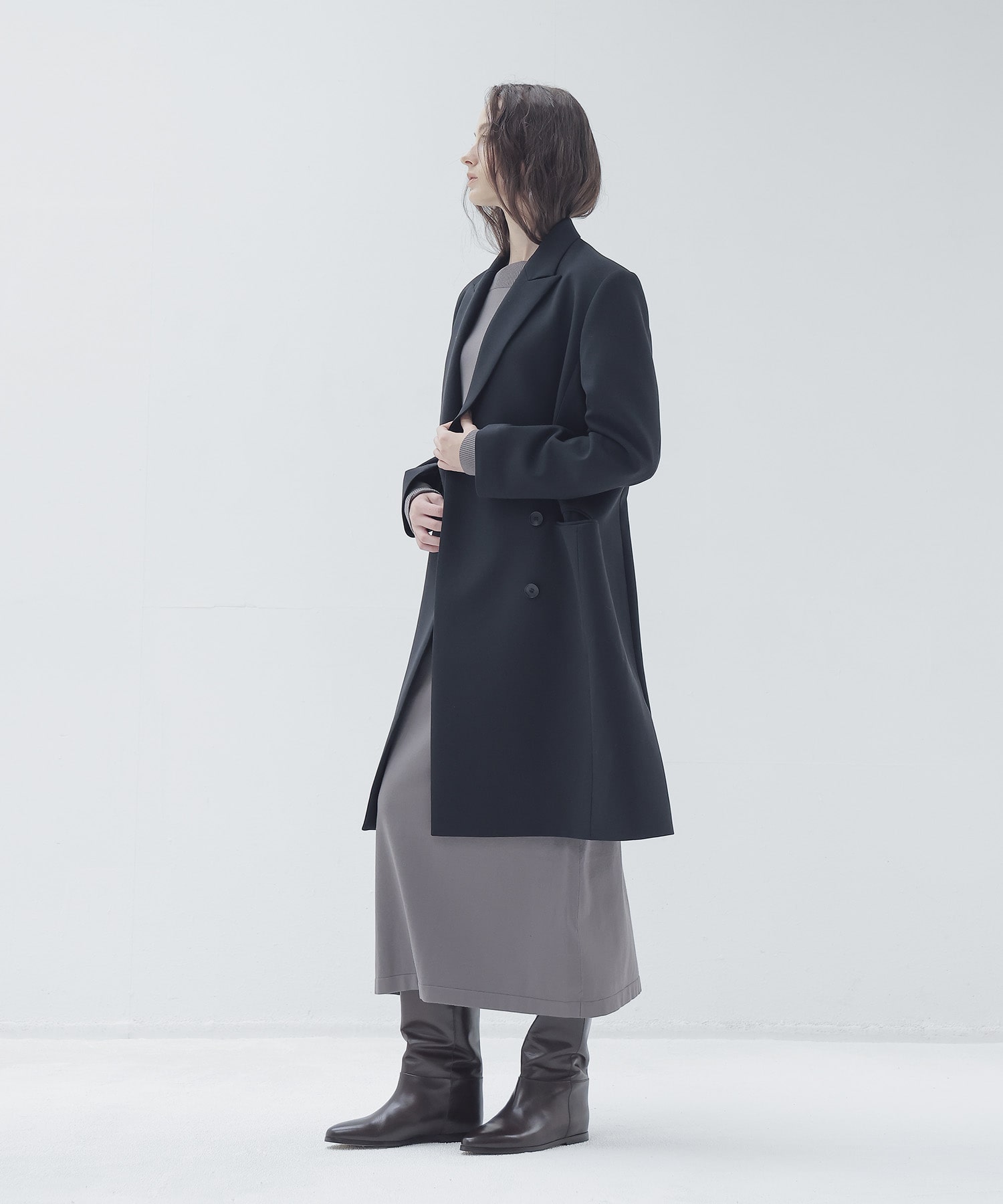 double breasted adjust form coat