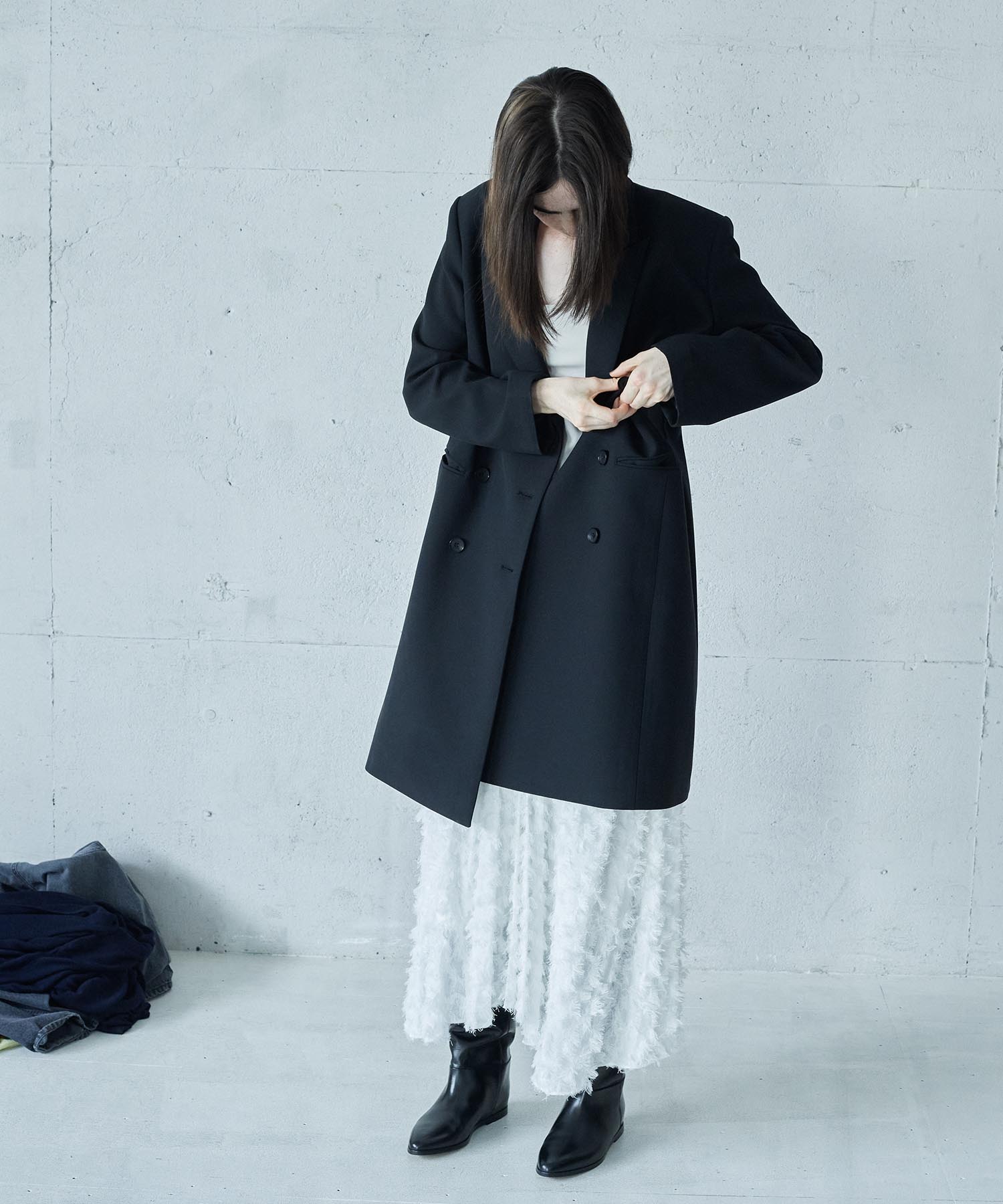 double breasted adjust form coat