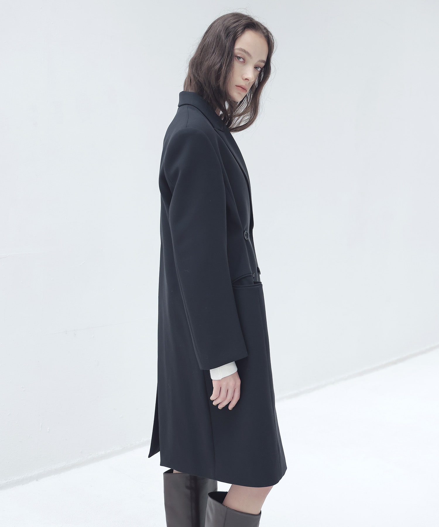 double breasted adjust form coat