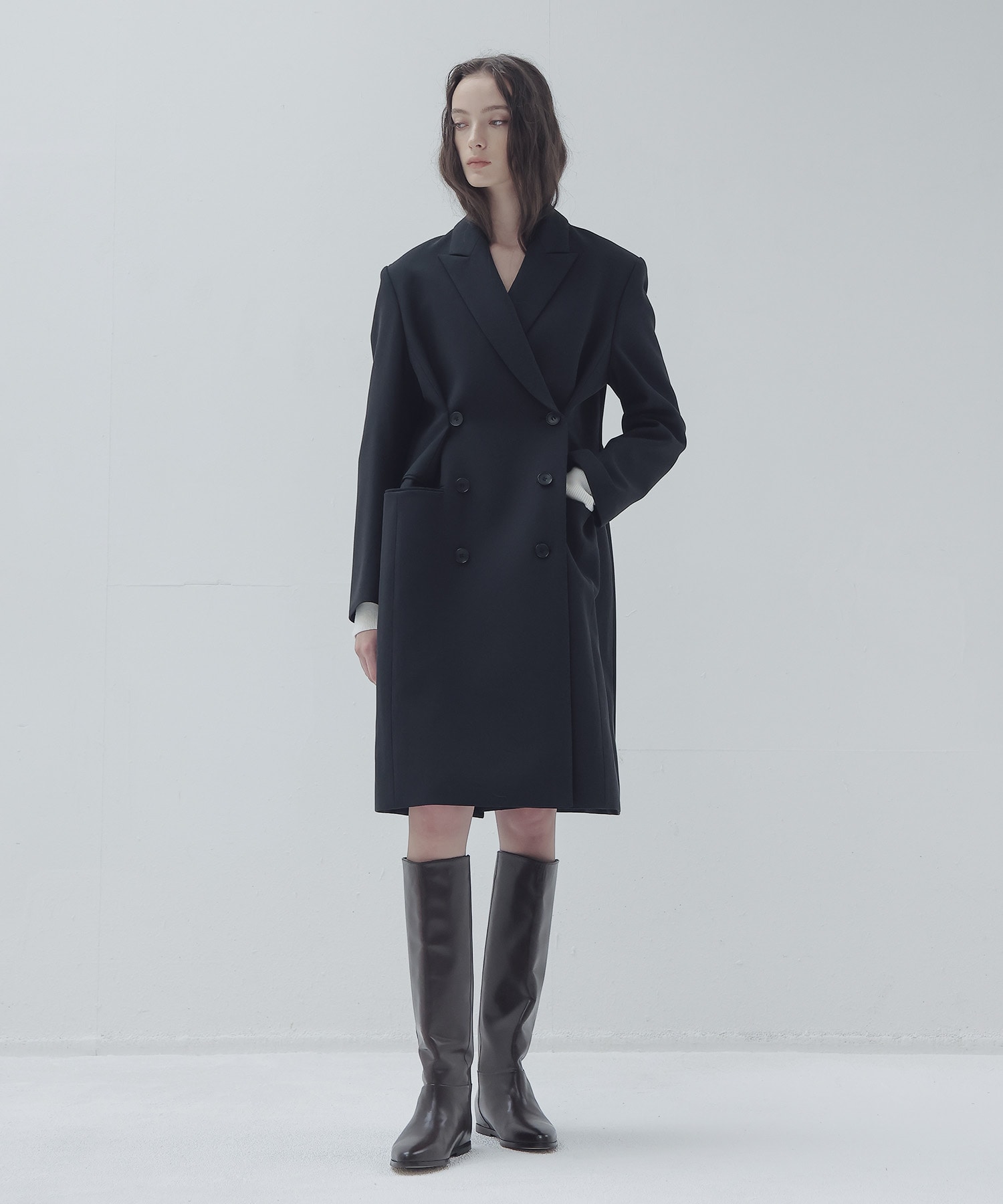 double breasted adjust form coat