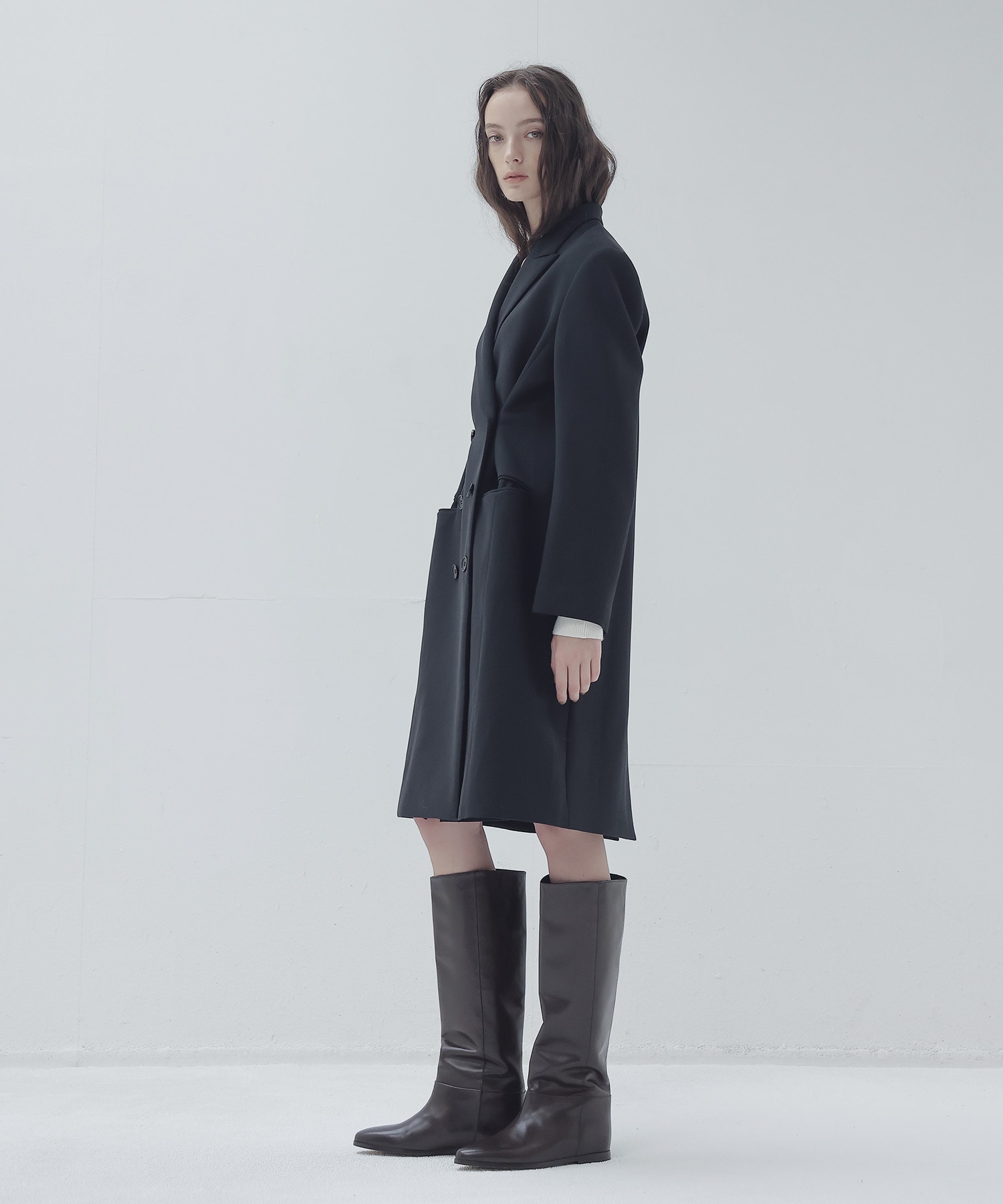 double breasted adjust form coat