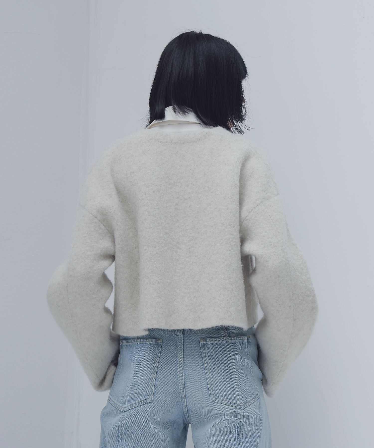 yak alpaca collarless jacket | AND ON JIONE STORE（アンドオン 
