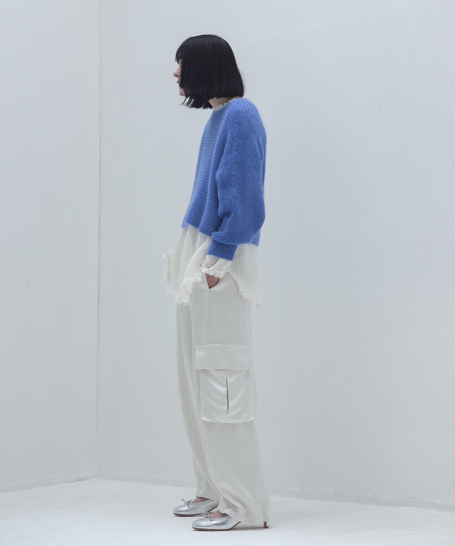 feather mohair dolman sleeve pullover