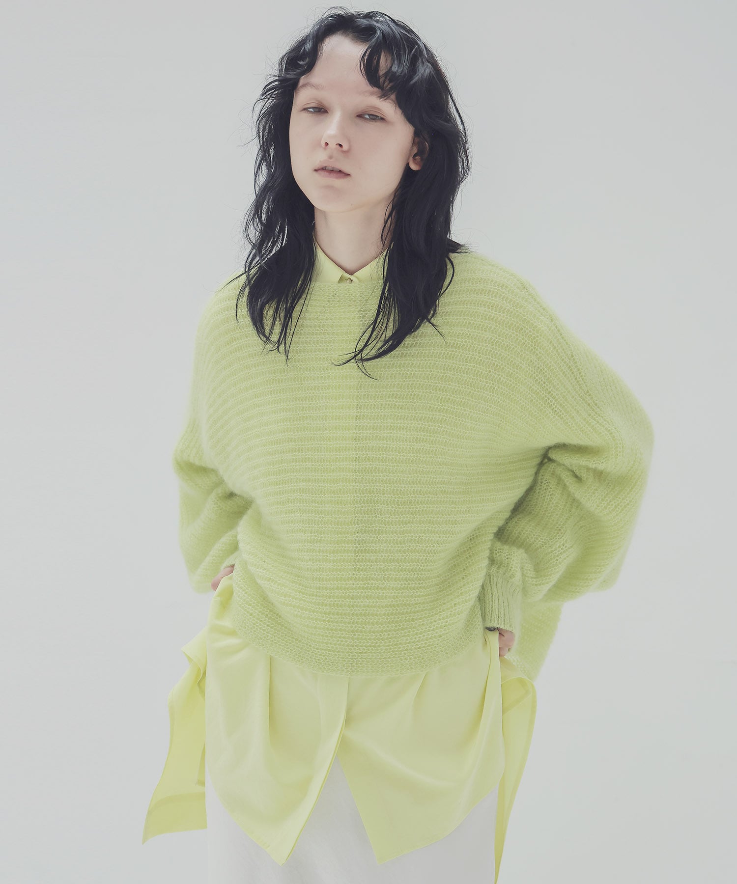 feather mohair dolman sleeve pullover