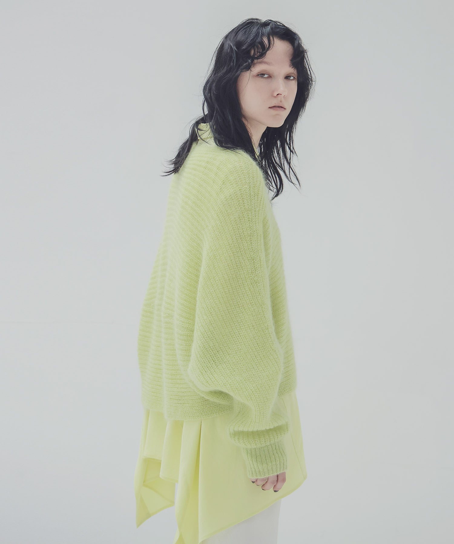 feather mohair dolman sleeve pullover