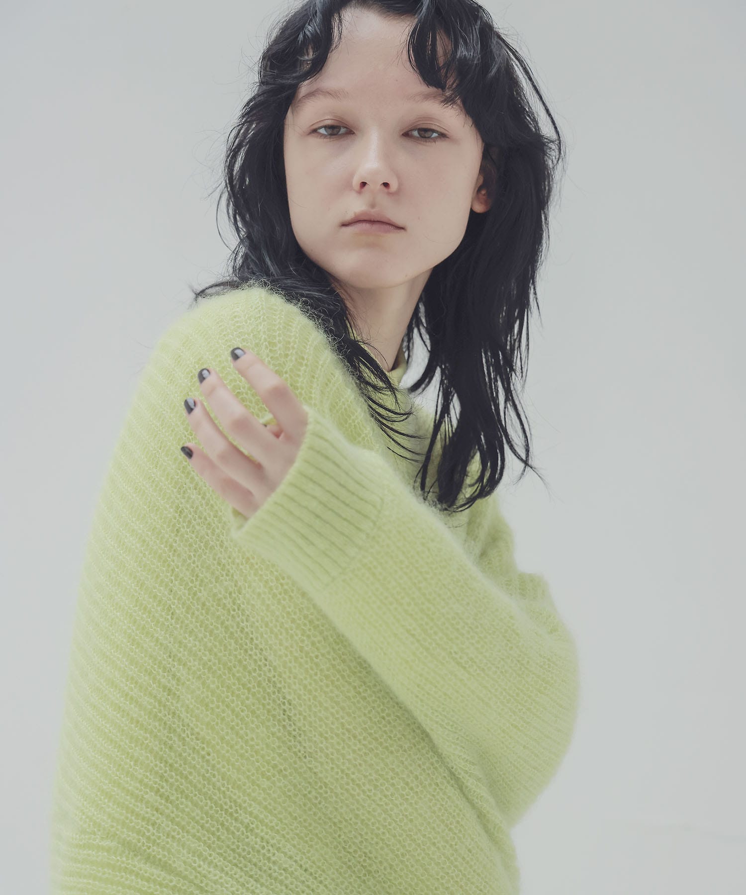 feather mohair dolman sleeve pullover