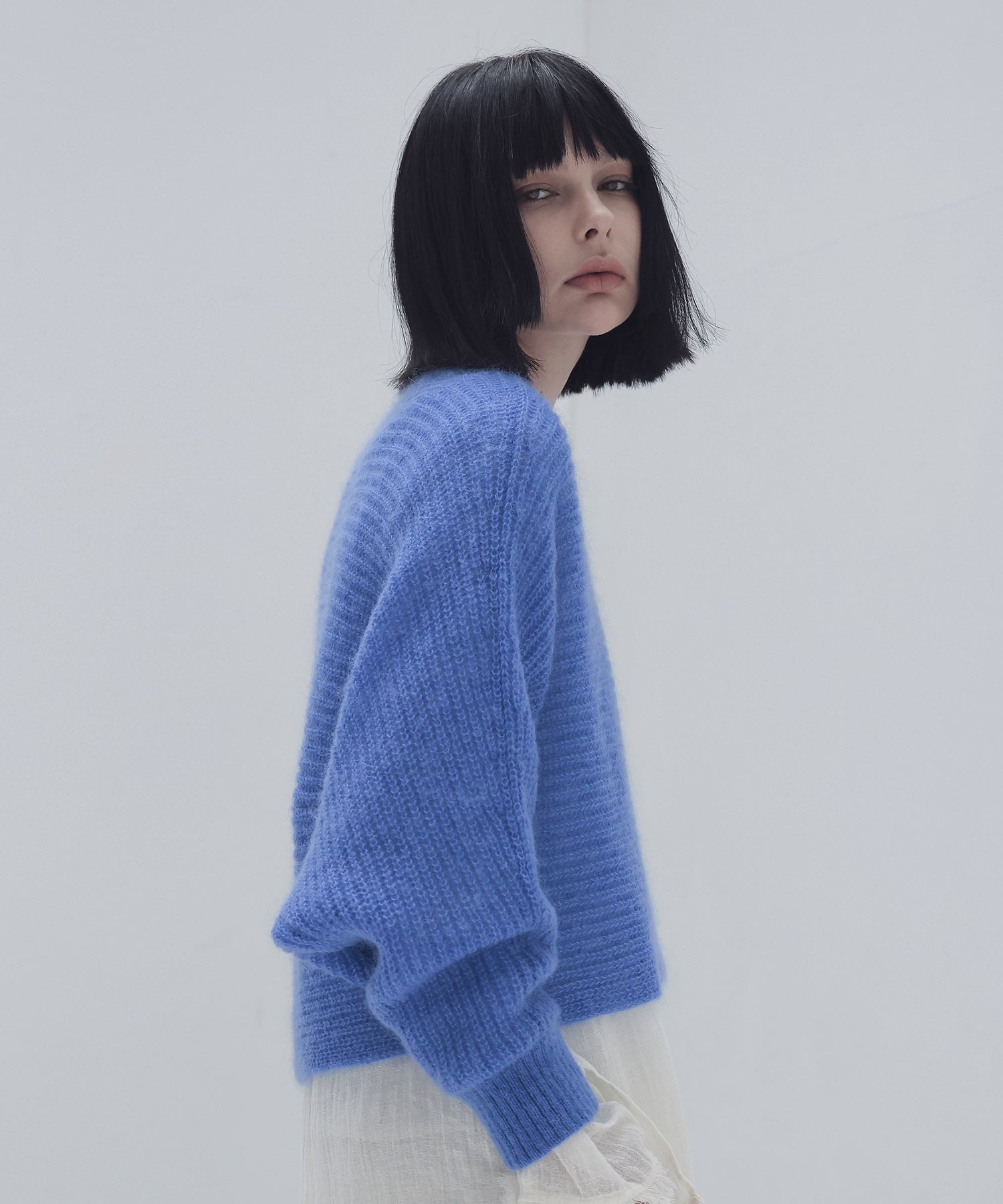 feather mohair dolman sleeve pullover