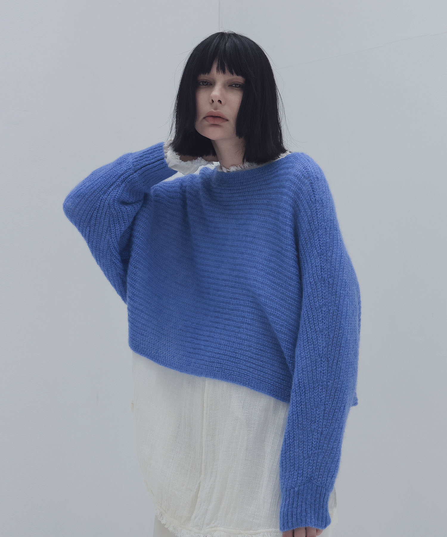 feather mohair dolman sleeve pullover