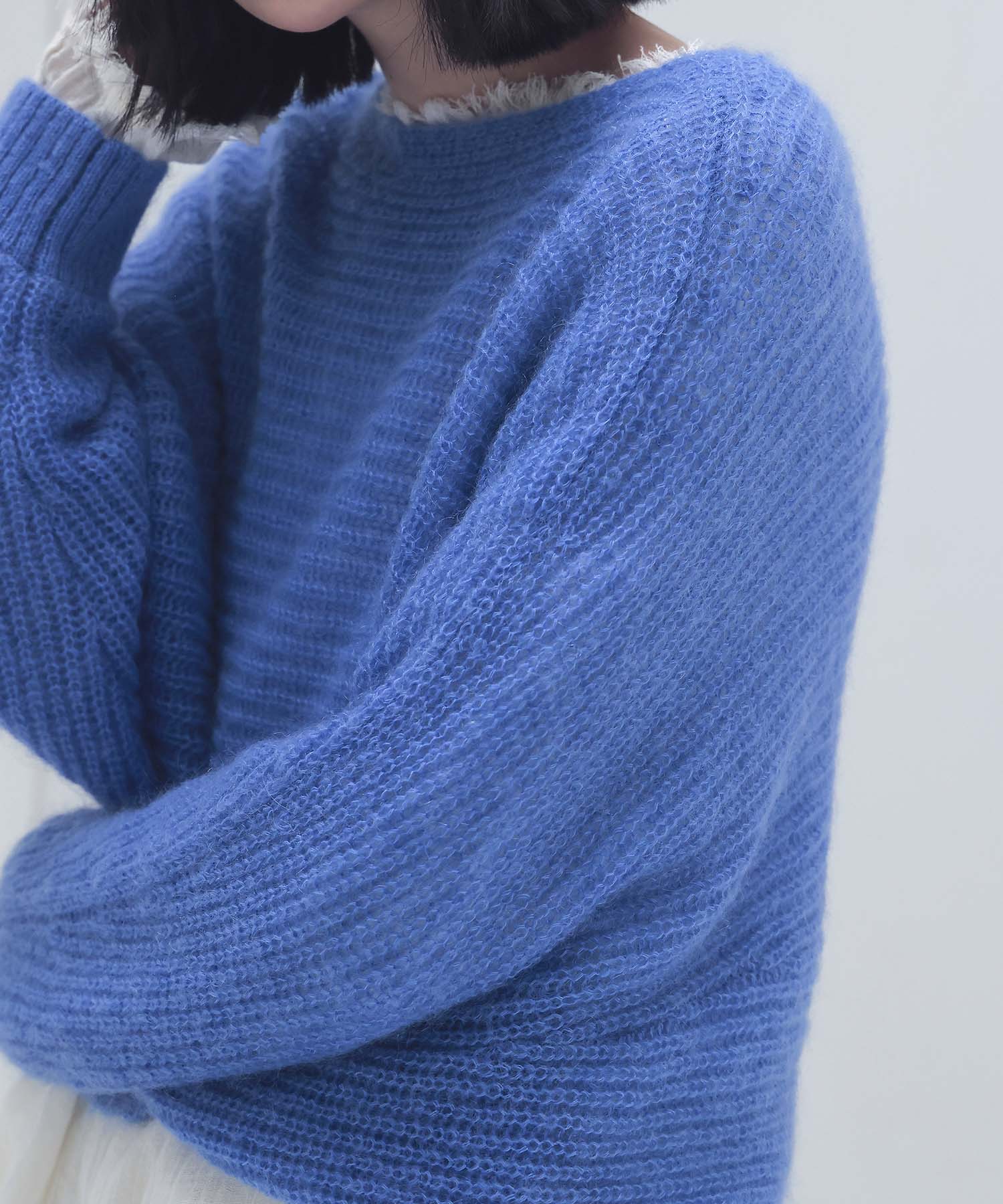 feather mohair dolman sleeve pullover