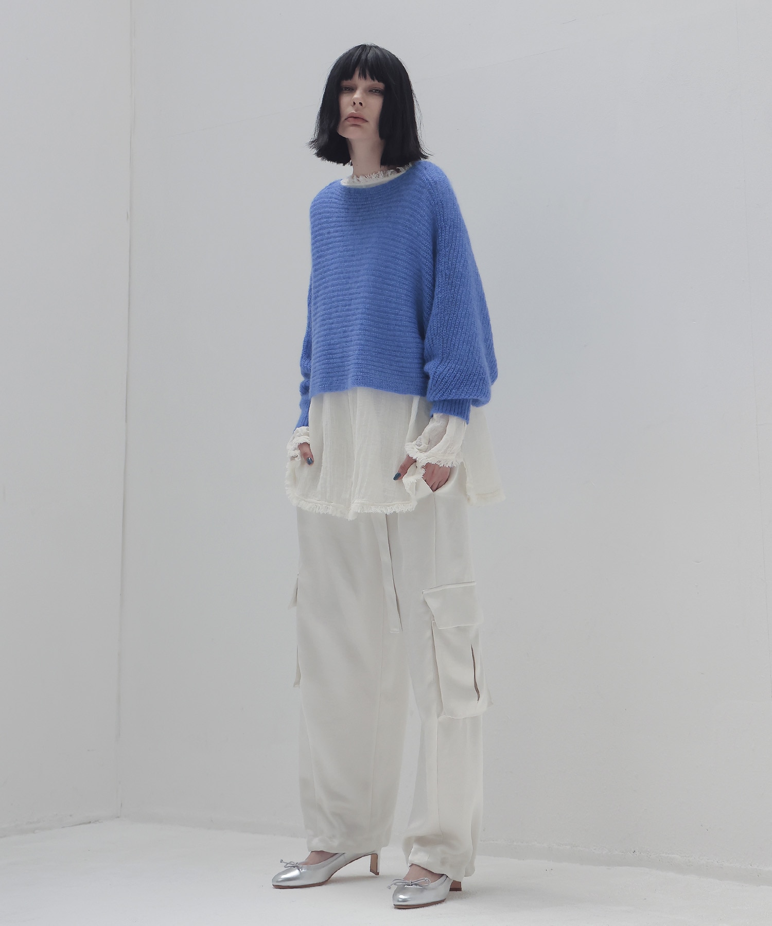 feather mohair dolman sleeve pullover