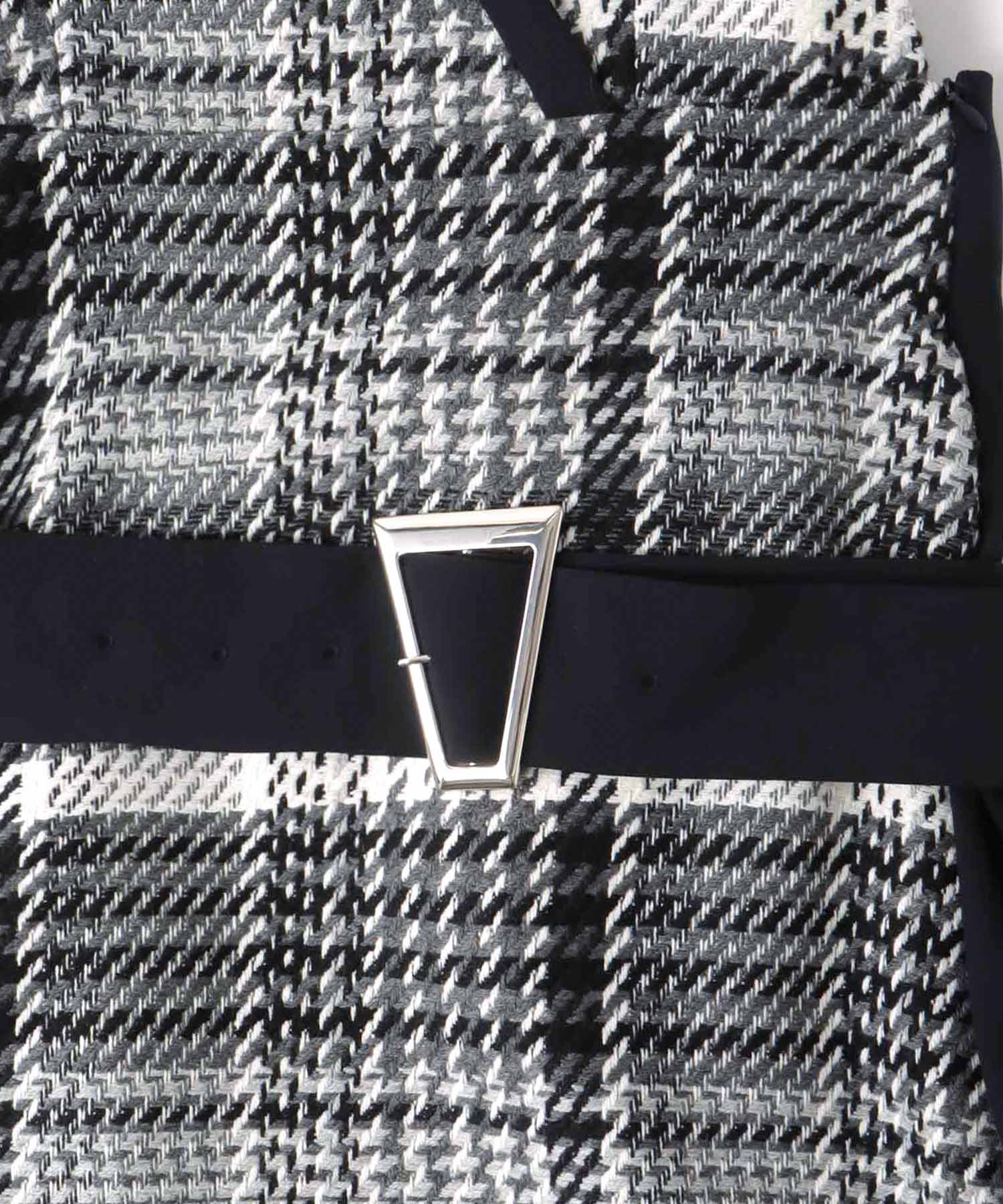 tweed check x W face belted dress