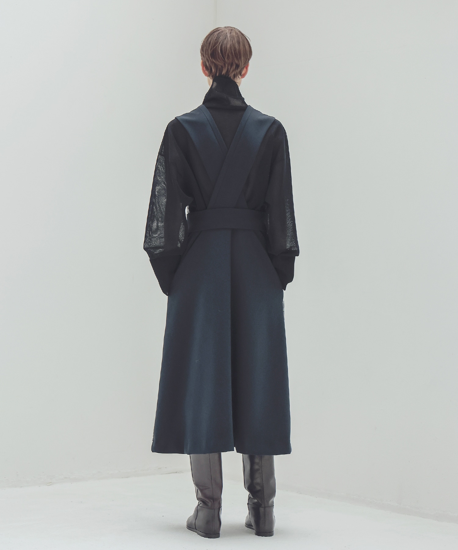 tweed check x W face belted dress