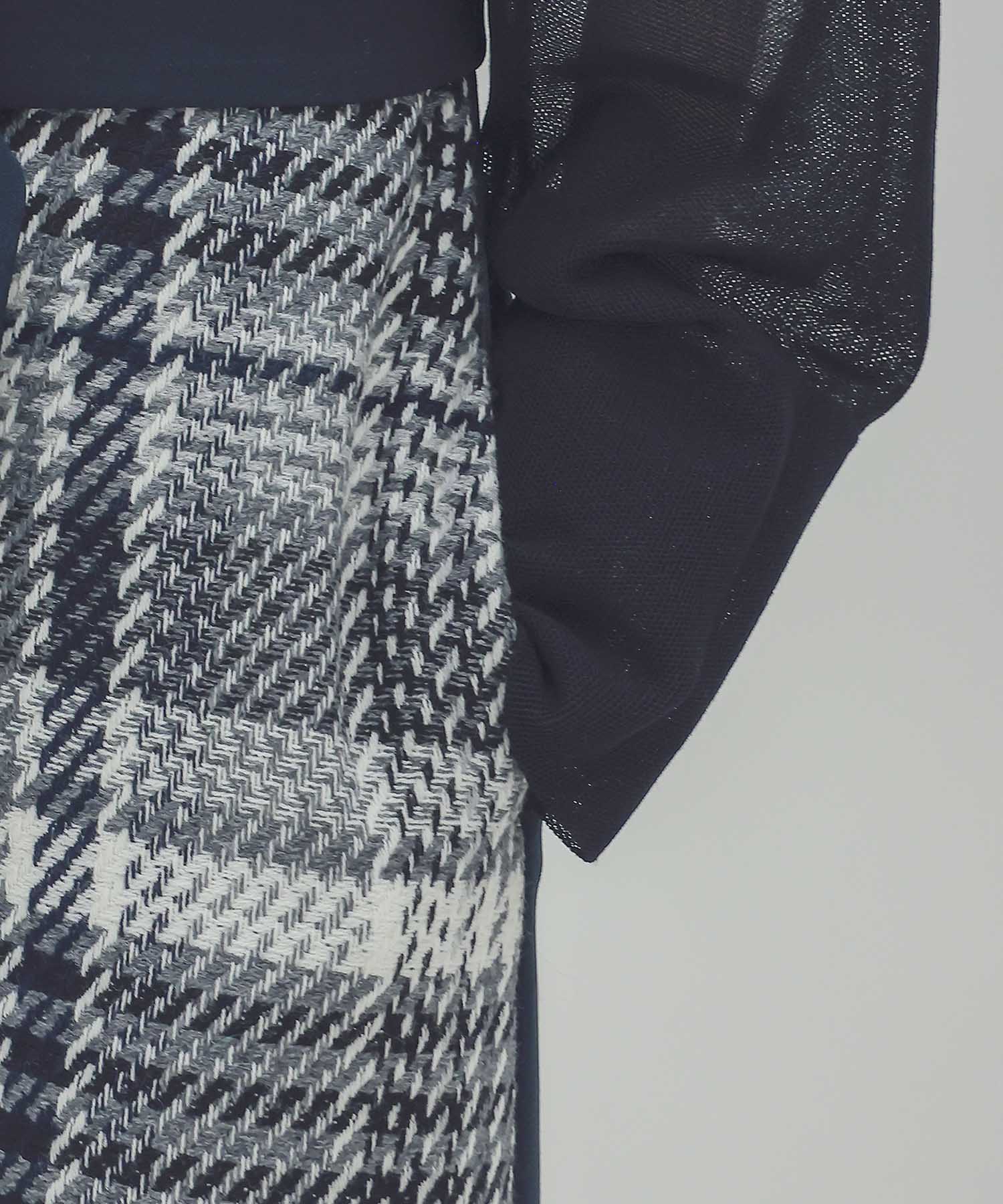 tweed check x W face belted dress