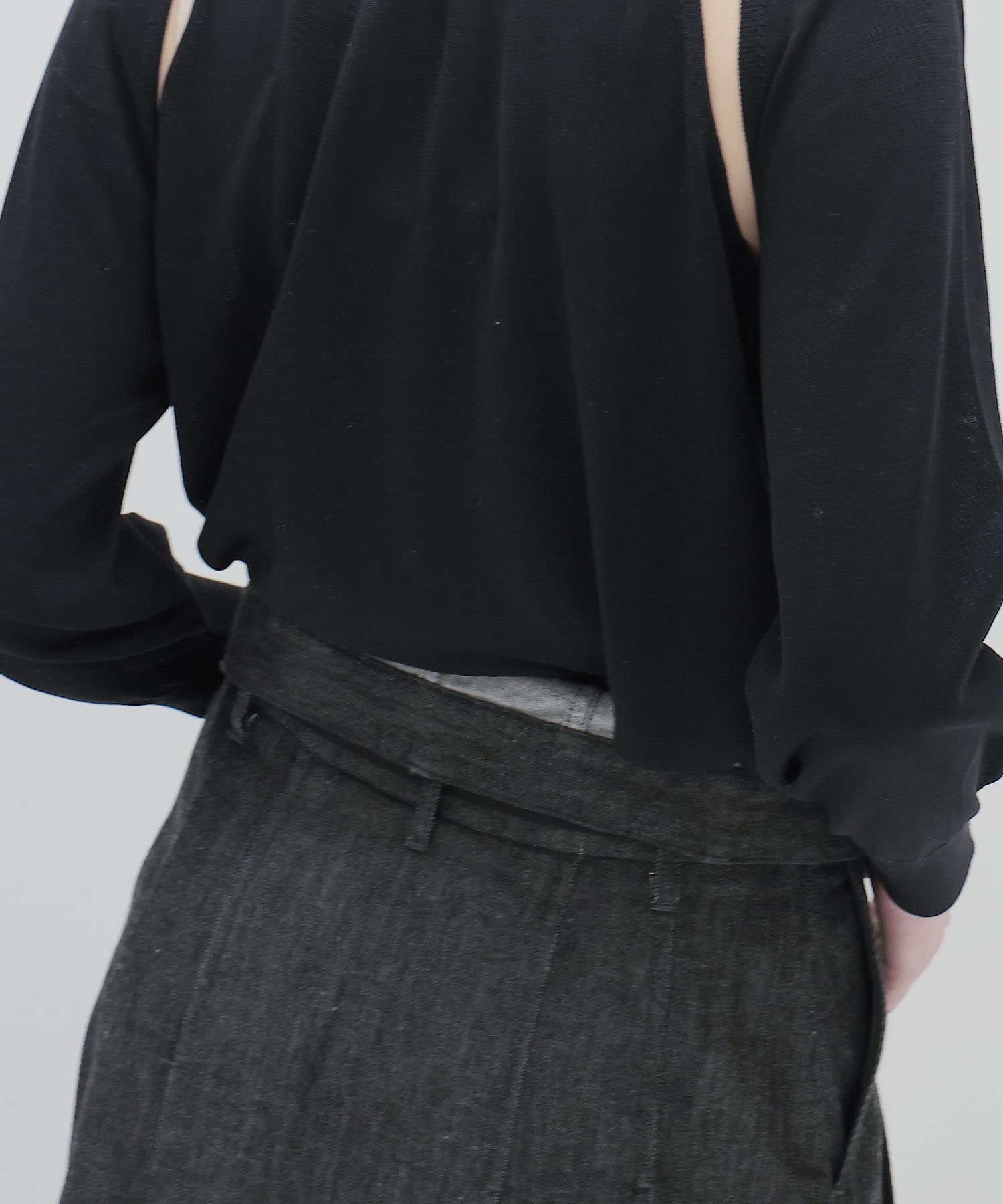 light weight denim tuck long skirt