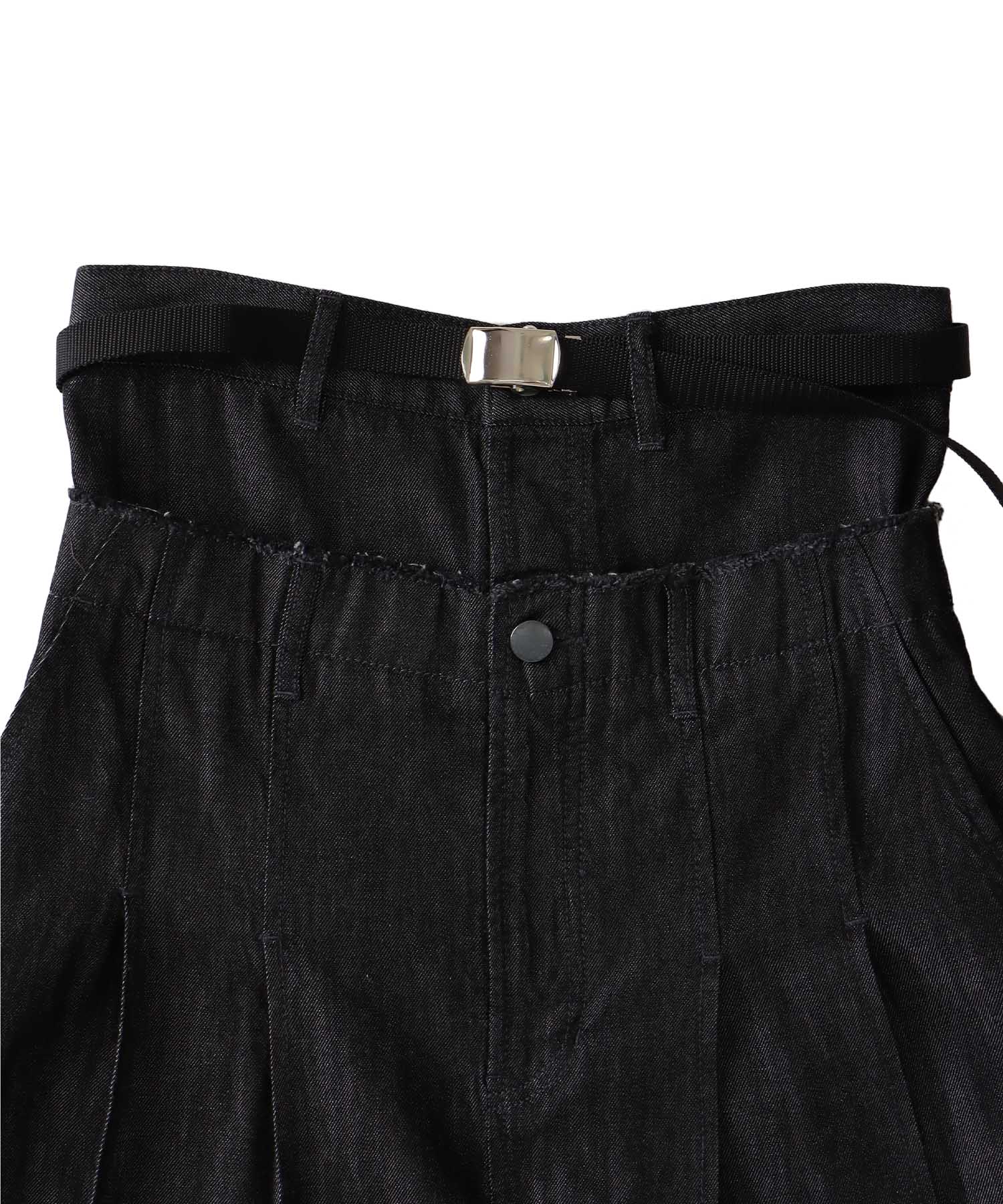 light weight denim tuck long skirt