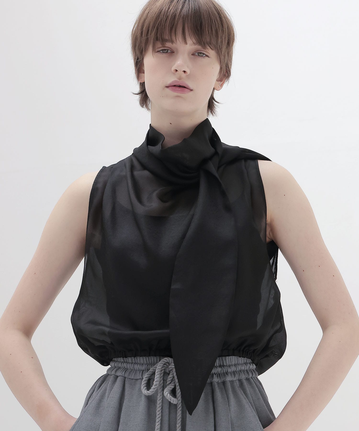sheer soft tie pullover
