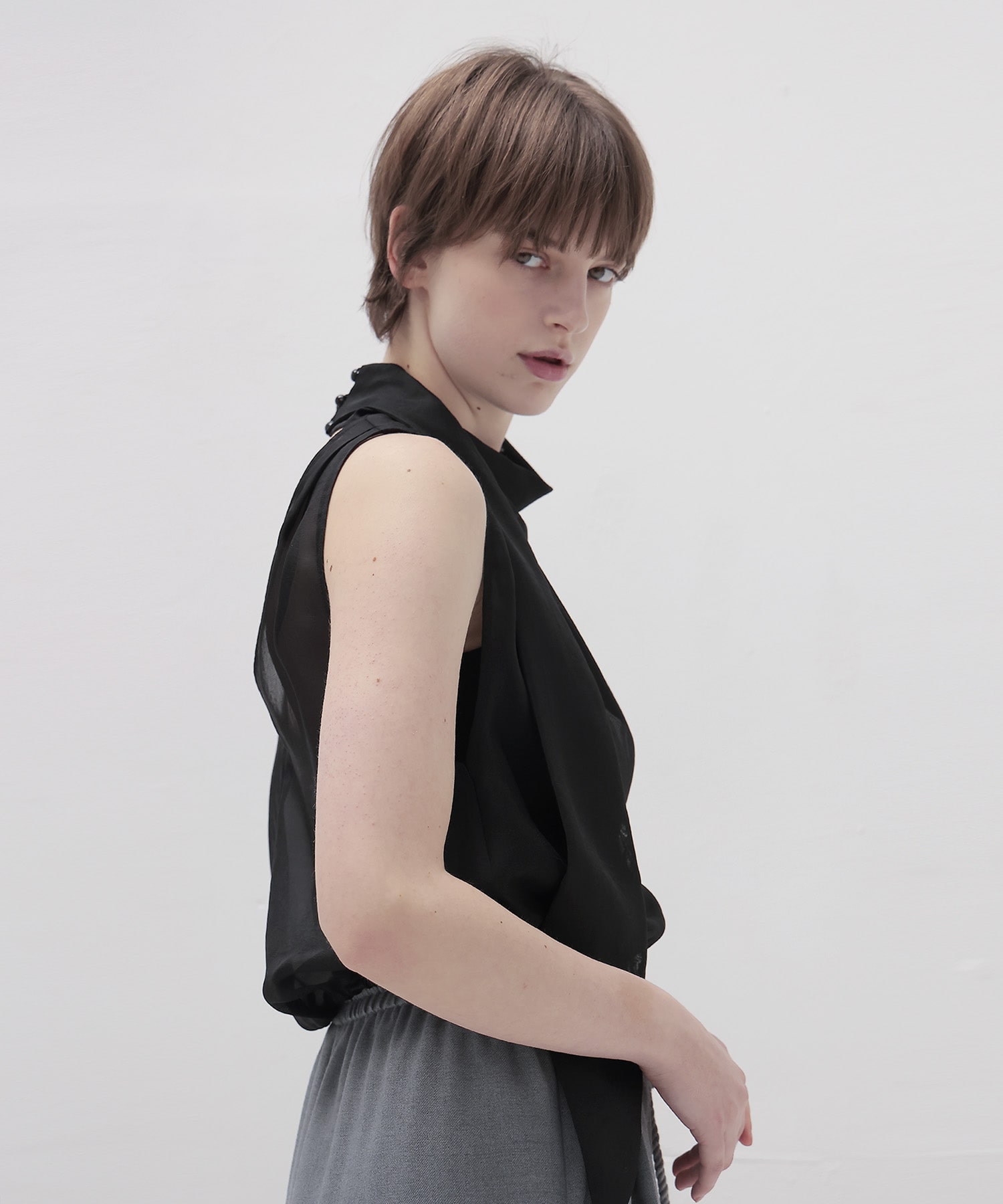 sheer soft tie pullover