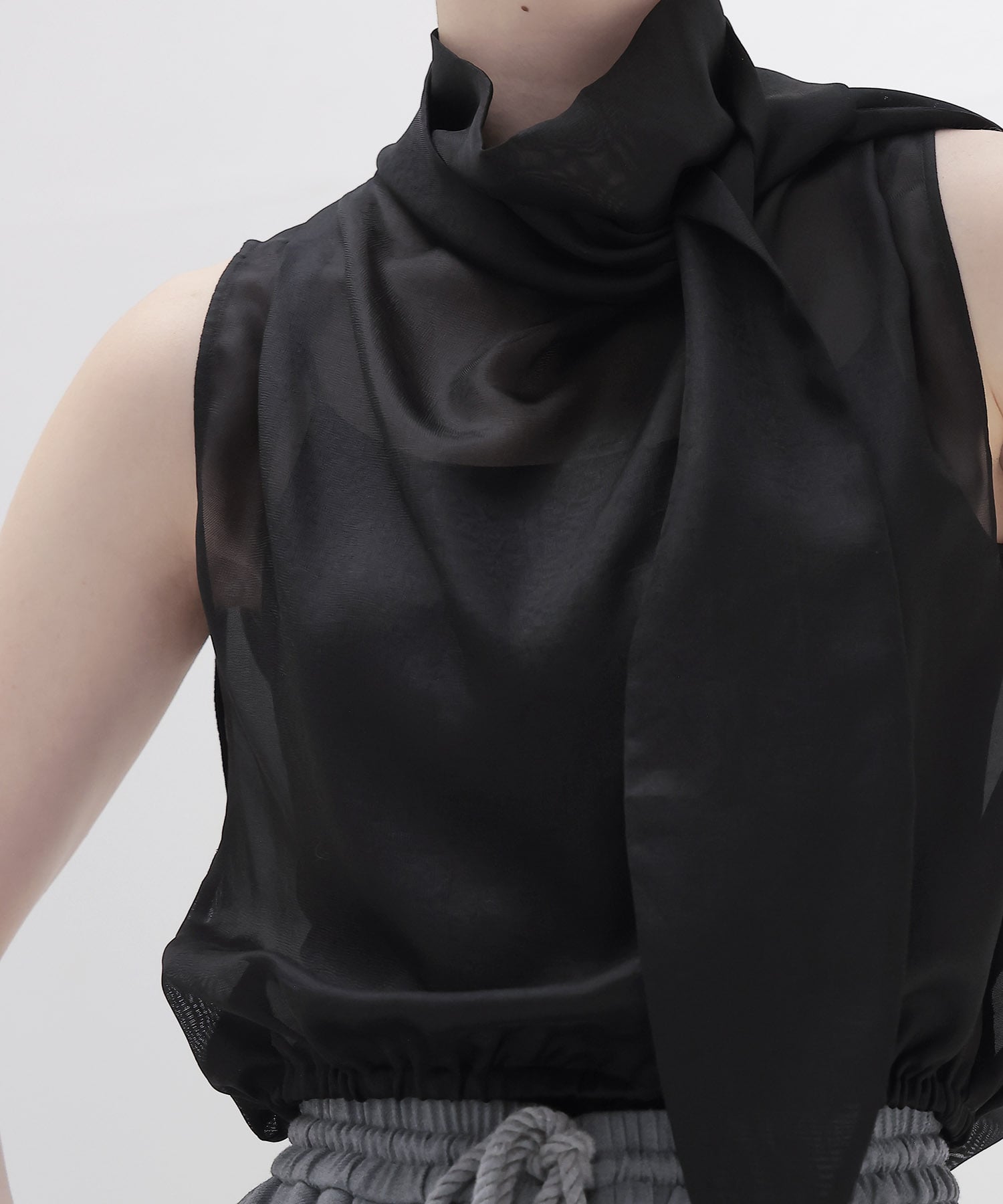 sheer soft tie pullover