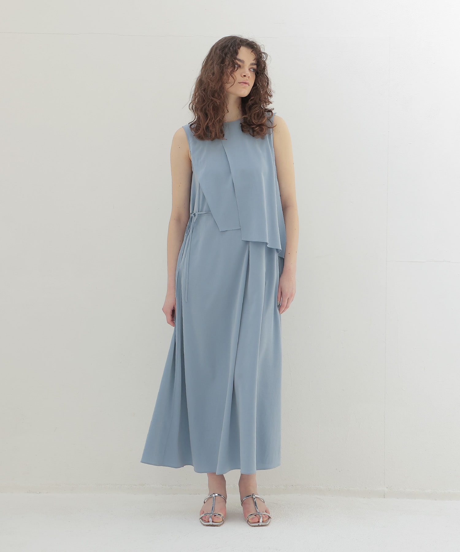 silky acetate irregular layered dress