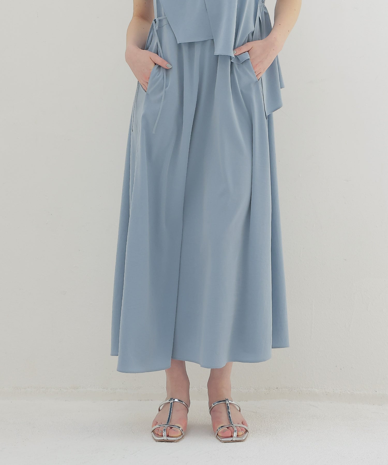 silky acetate irregular layered dress