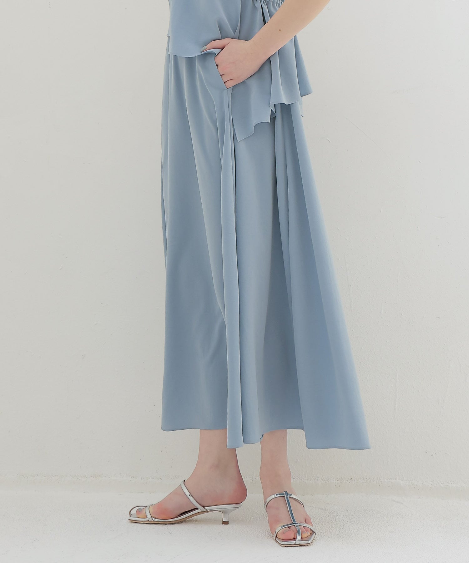 silky acetate irregular layered dress