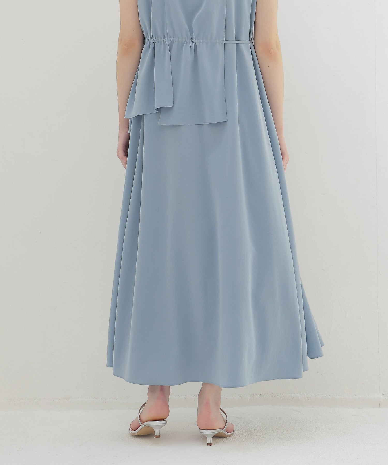 silky acetate irregular layered dress