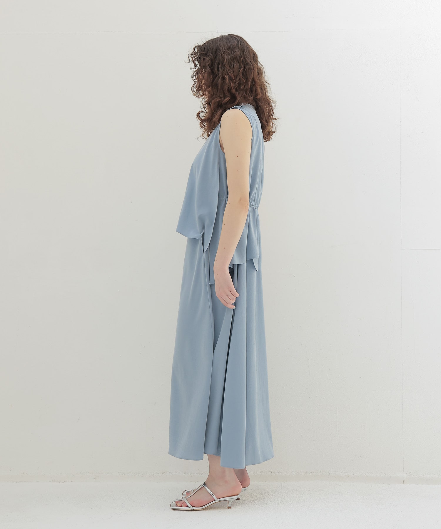 silky acetate irregular layered dress