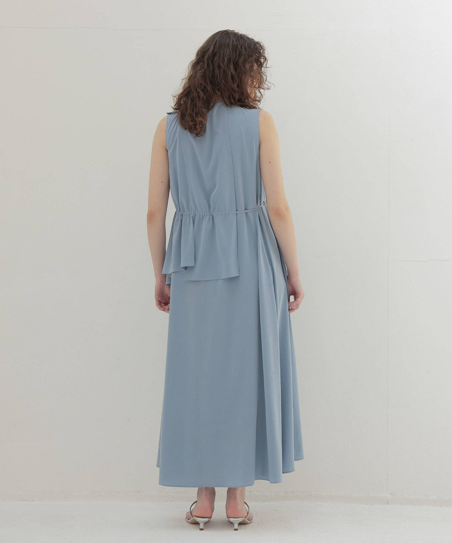 silky acetate irregular layered dress