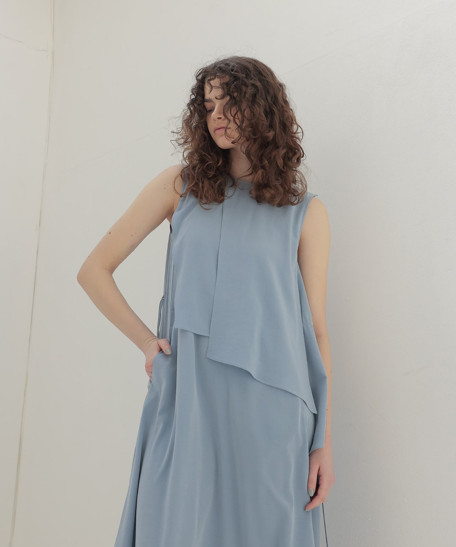 silky acetate irregular layered dress